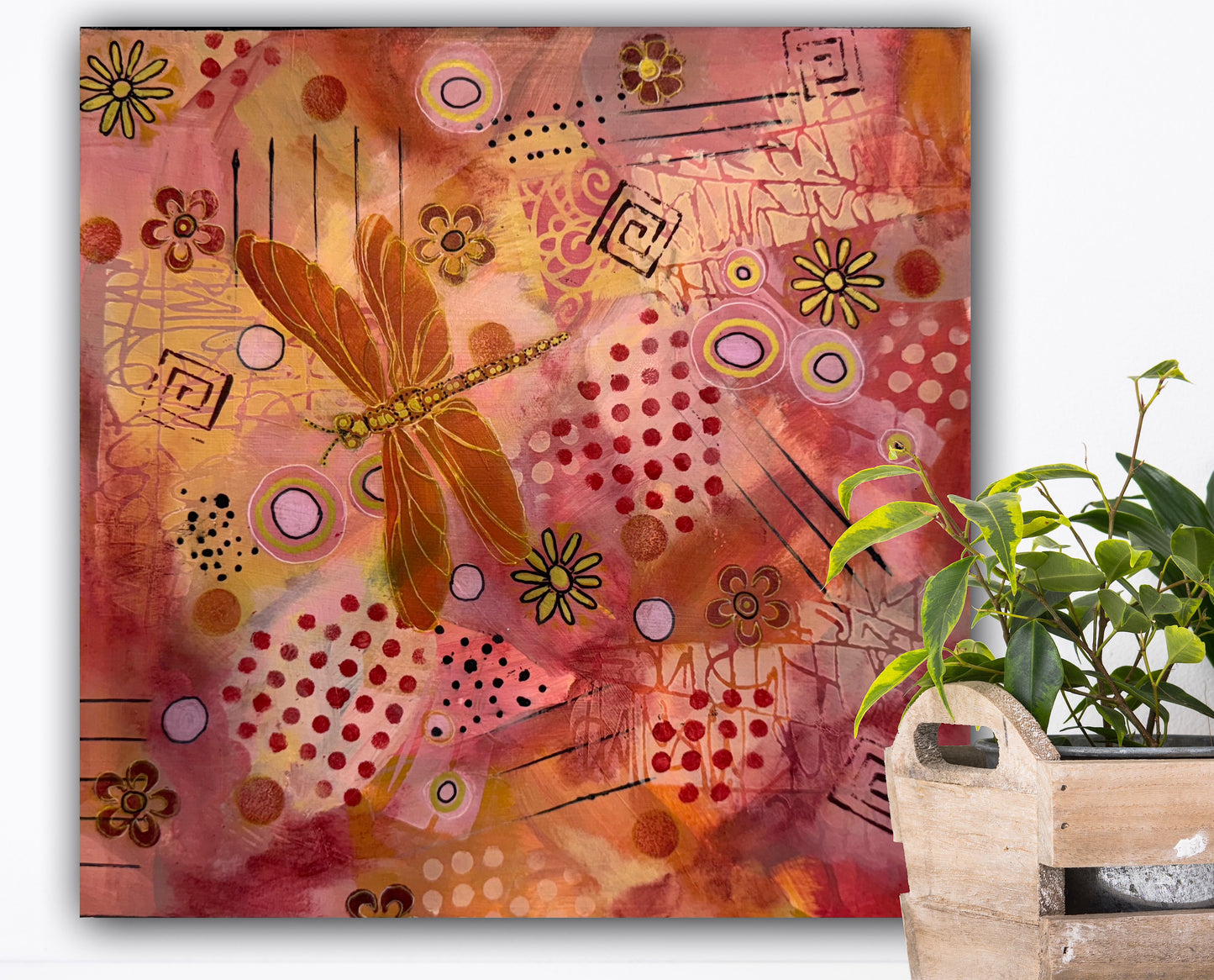 Dragonfly Dance Acrylic Painting on Canvas