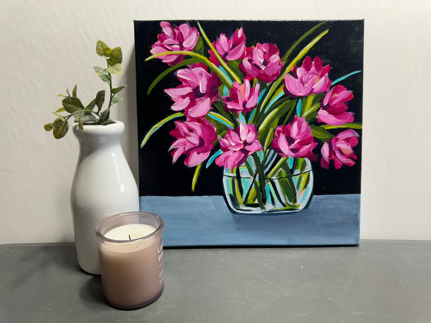 Magenta Magnificent floral acrylic painting
