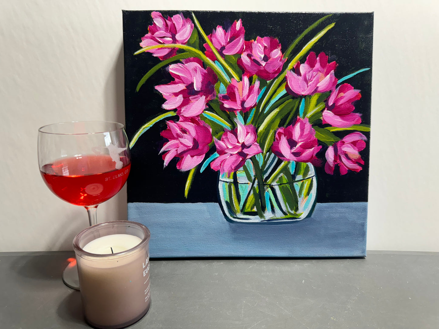 Magenta Magnificent floral acrylic painting