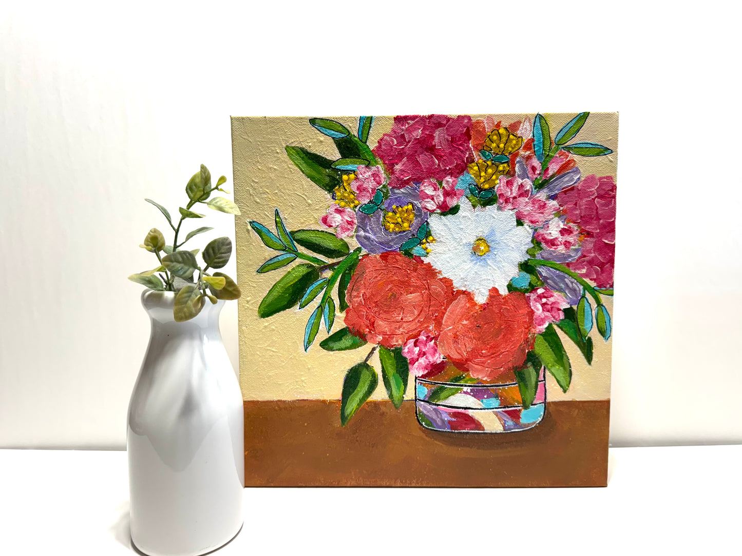 Bunch of Color Bouquet Acrylic Painting on Canvas