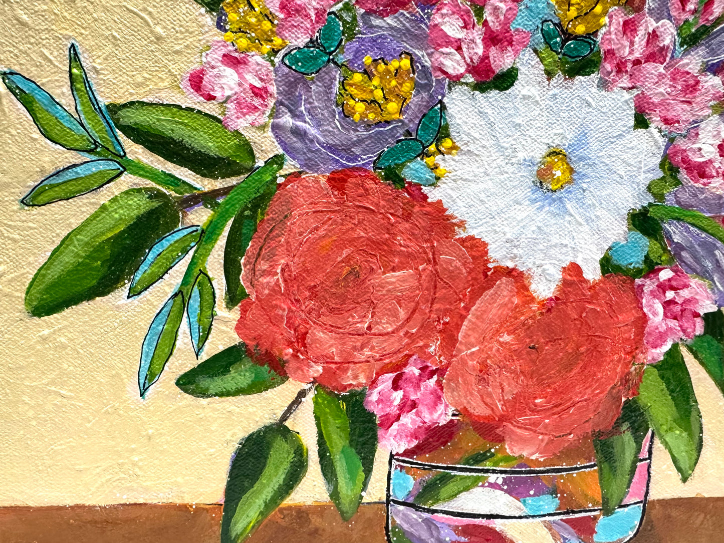 Bunch of Color Bouquet Acrylic Painting on Canvas