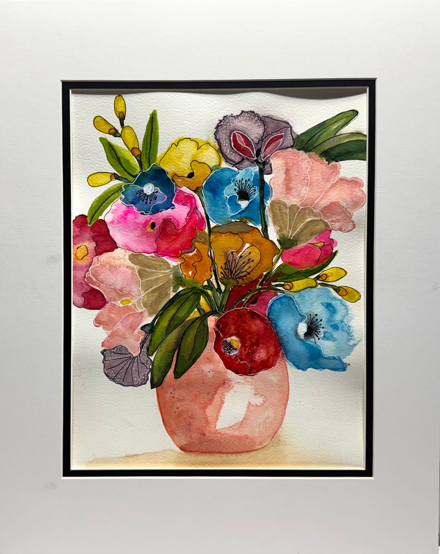 Peaches & Cream Floral Watercolor Original Art