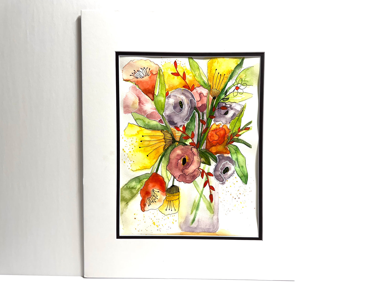 Floral Watercolor Painting: Pastel Paradise Botanical Art (16x20" Matted)