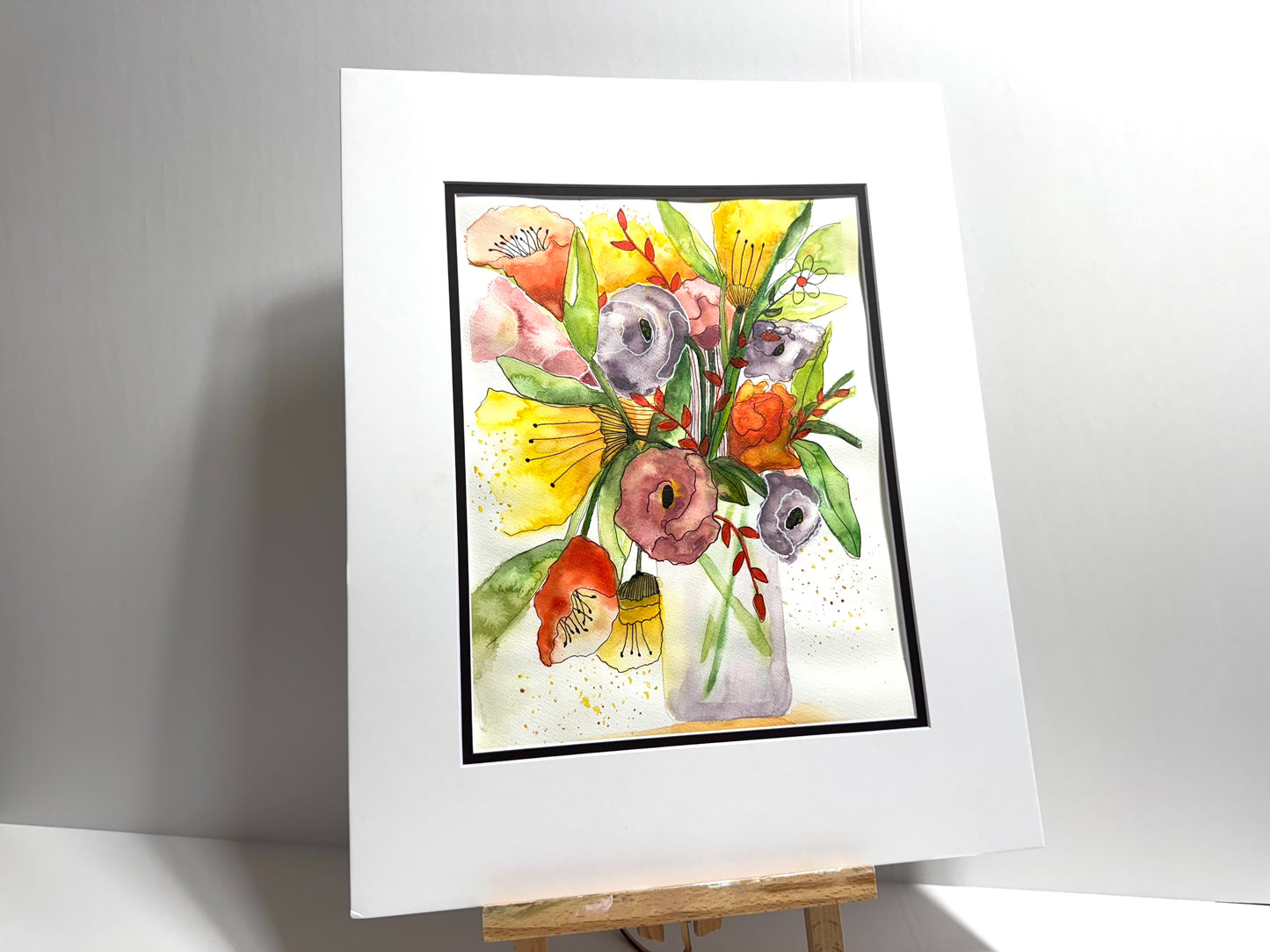 Floral Watercolor Painting: Pastel Paradise Botanical Art (16x20" Matted)