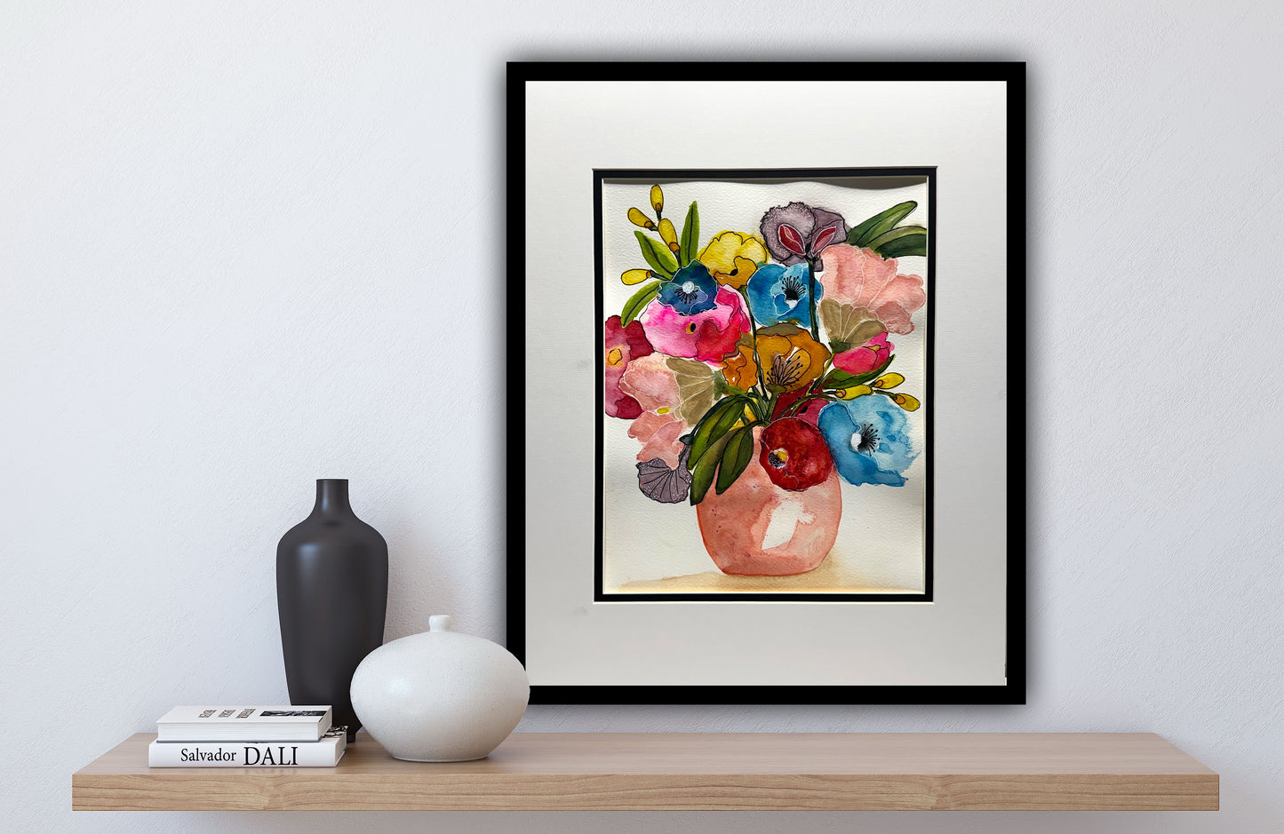 Peaches & Cream Floral Watercolor Original Art