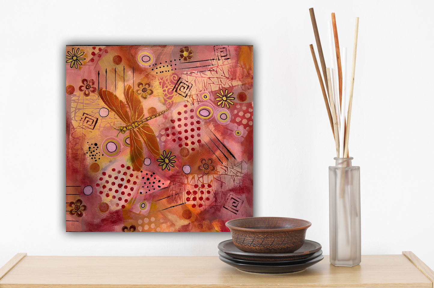 Dragonfly Dance Acrylic Painting on Canvas