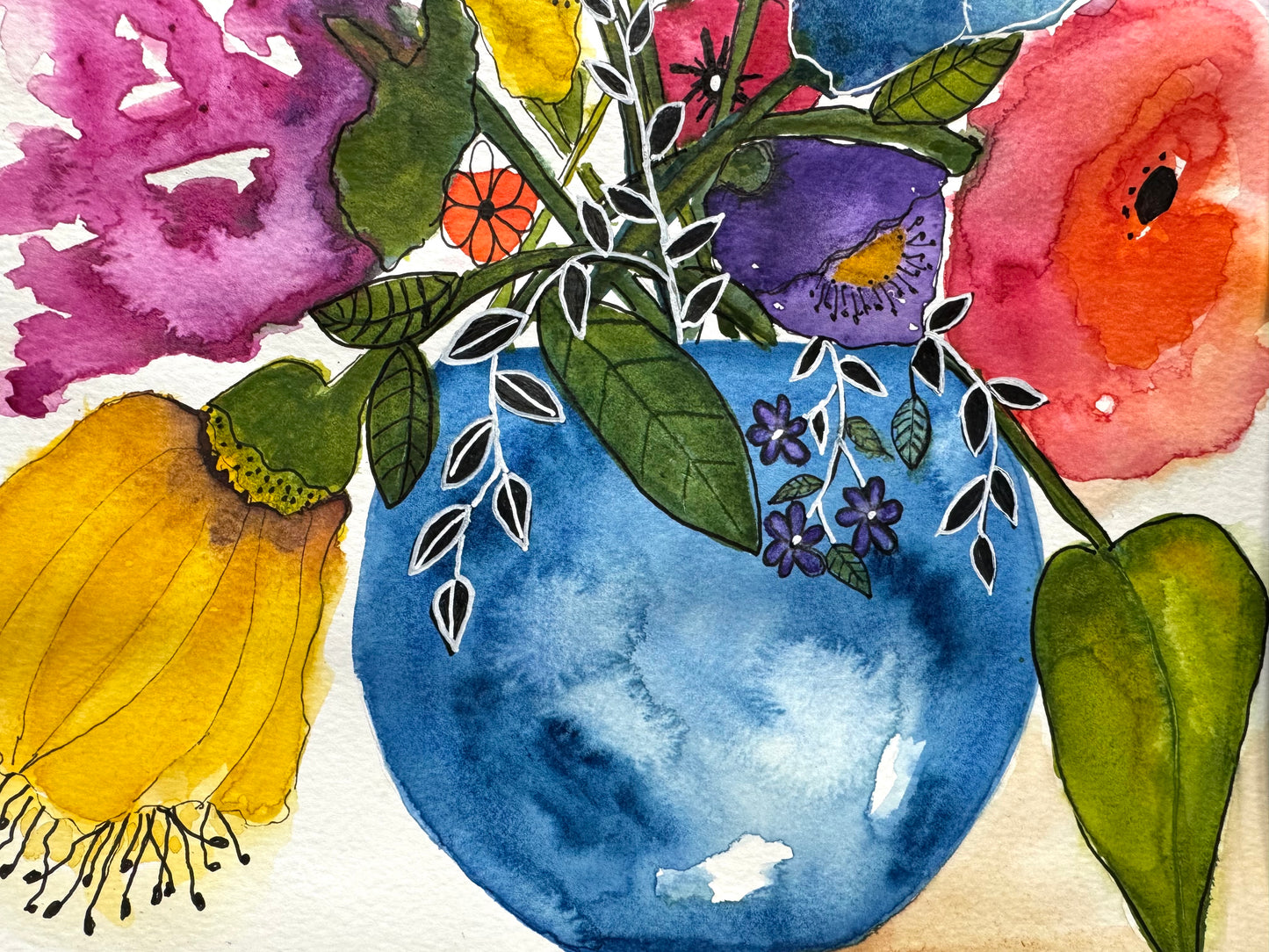 Watercolor Painting Shades of Amore Floral Bouquet