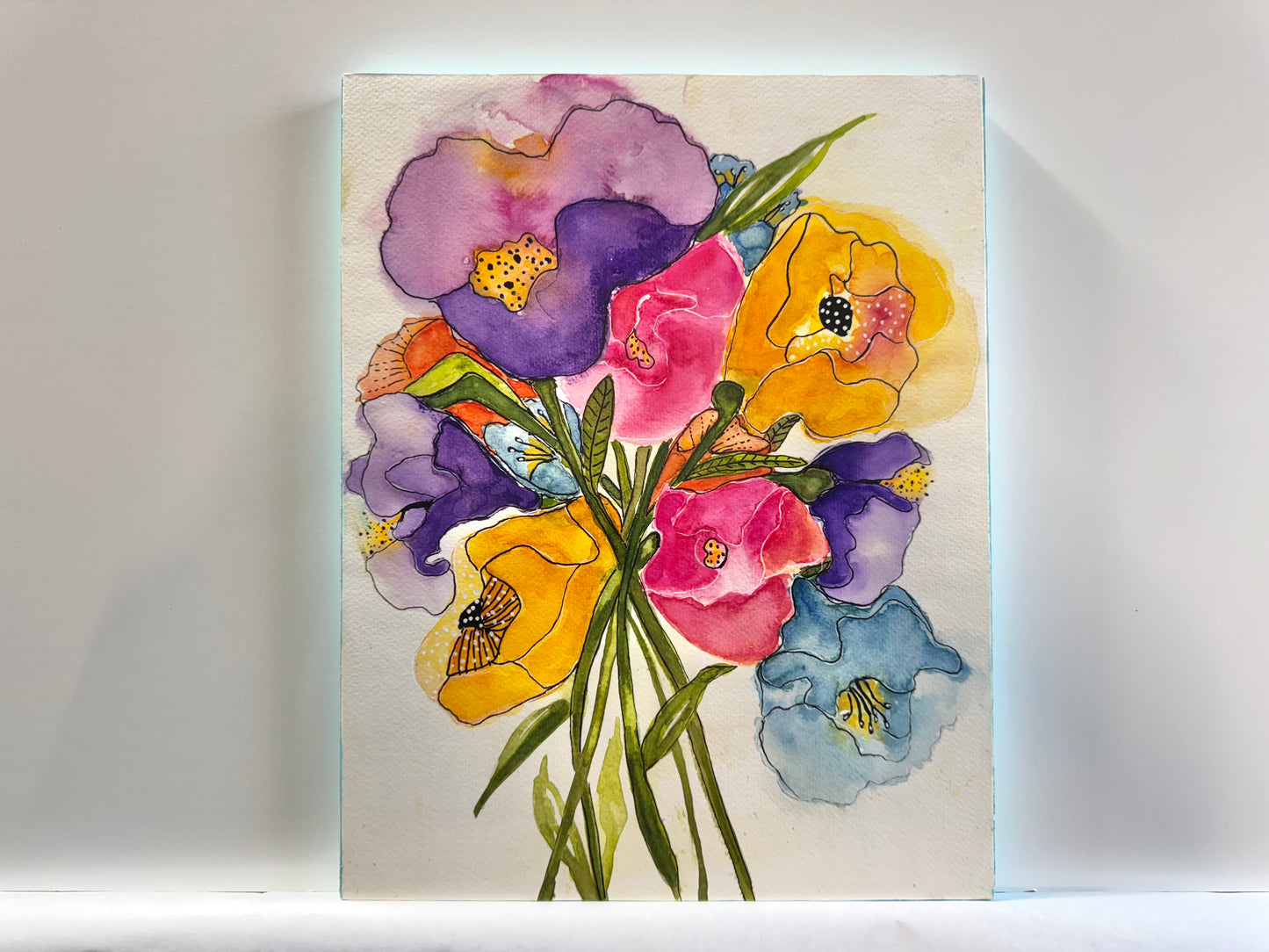 Summer Echoes Bouquet Watercolor Painting