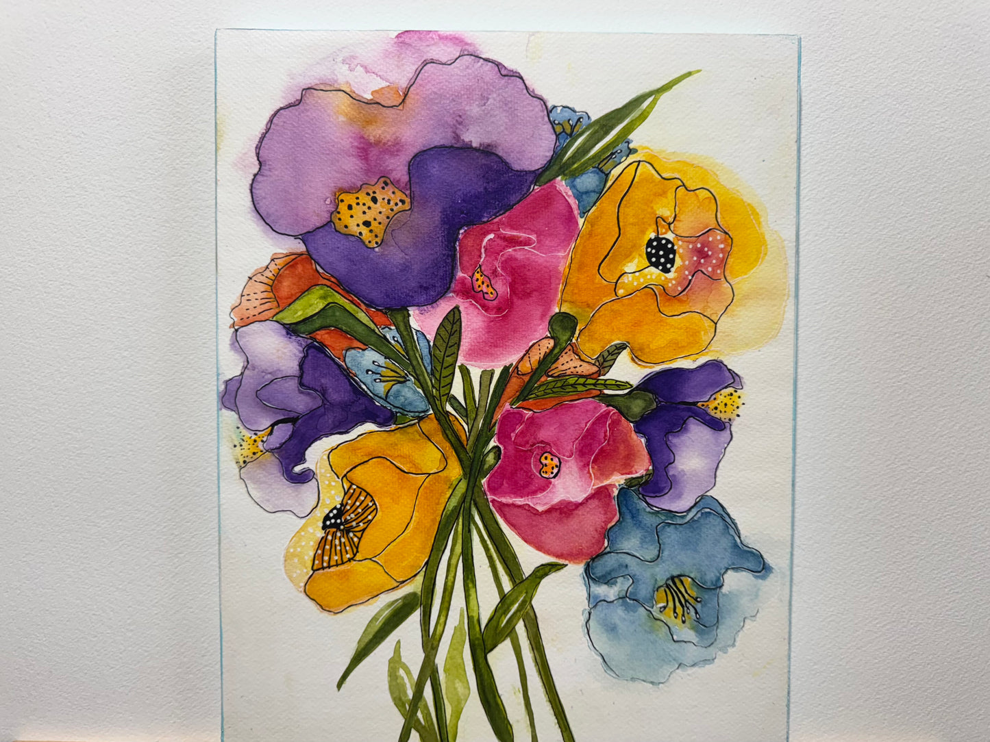 Summer Echoes Bouquet Watercolor Painting