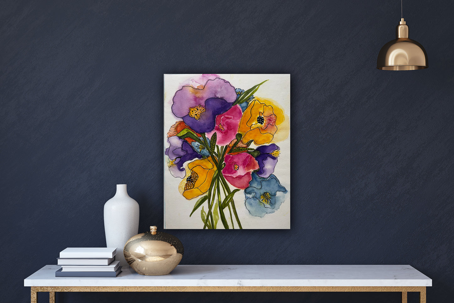 Summer Echoes Bouquet Watercolor Painting