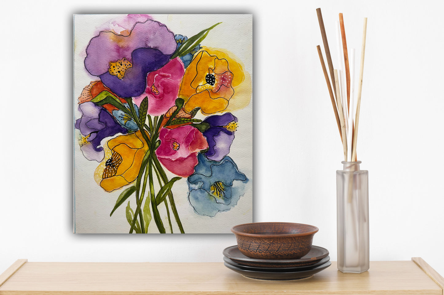 Summer Echoes Bouquet Watercolor Painting