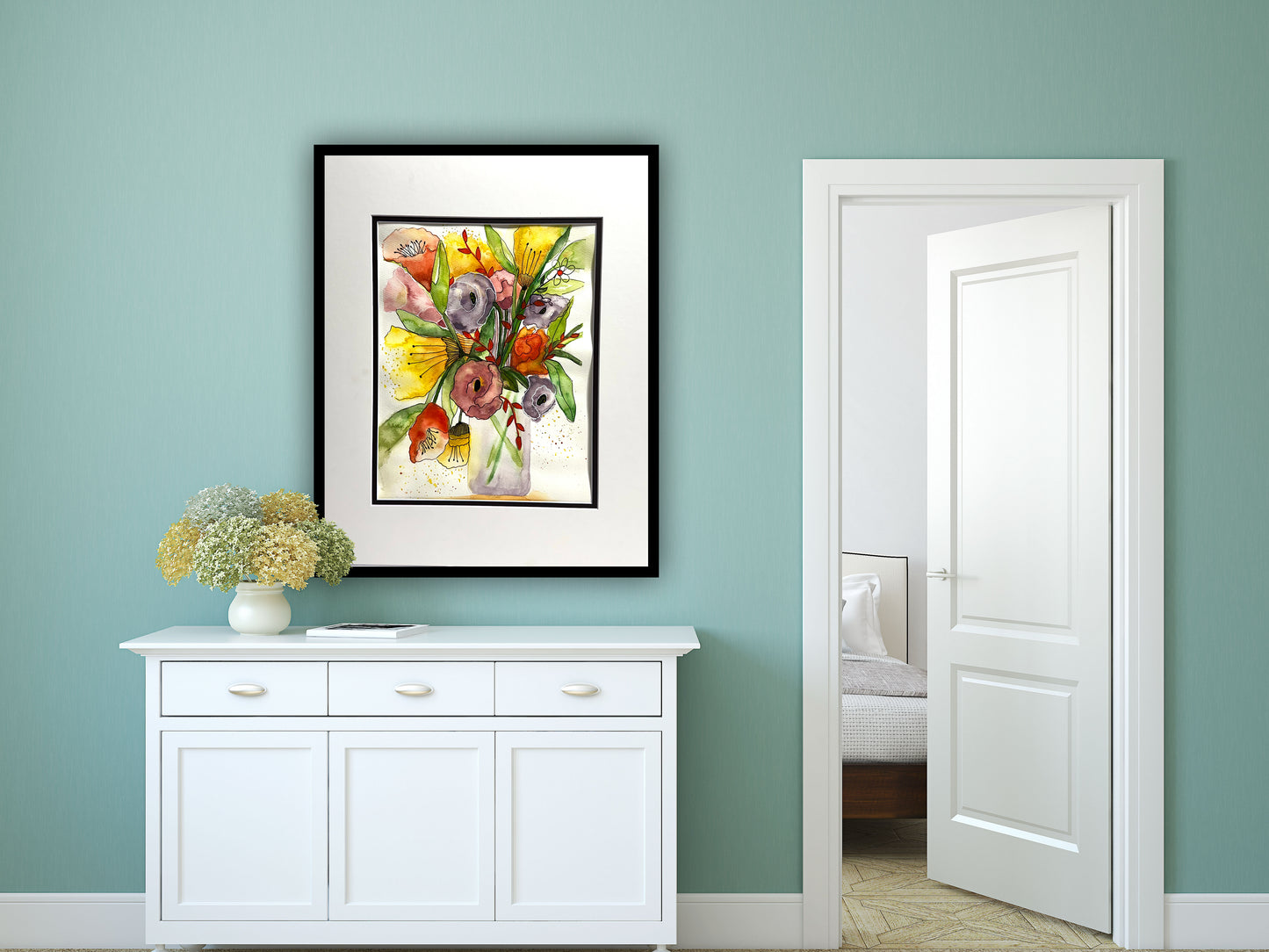 Floral Watercolor Painting: Pastel Paradise Botanical Art (16x20" Matted)