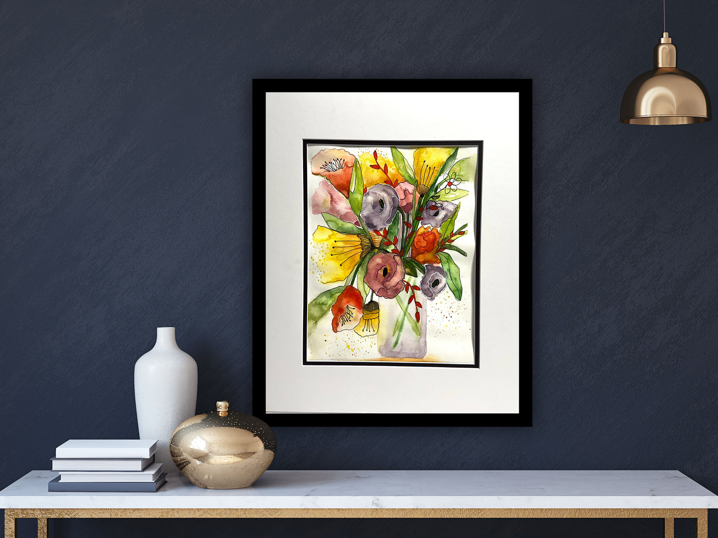 Floral Watercolor Painting: Pastel Paradise Botanical Art (16x20" Matted)