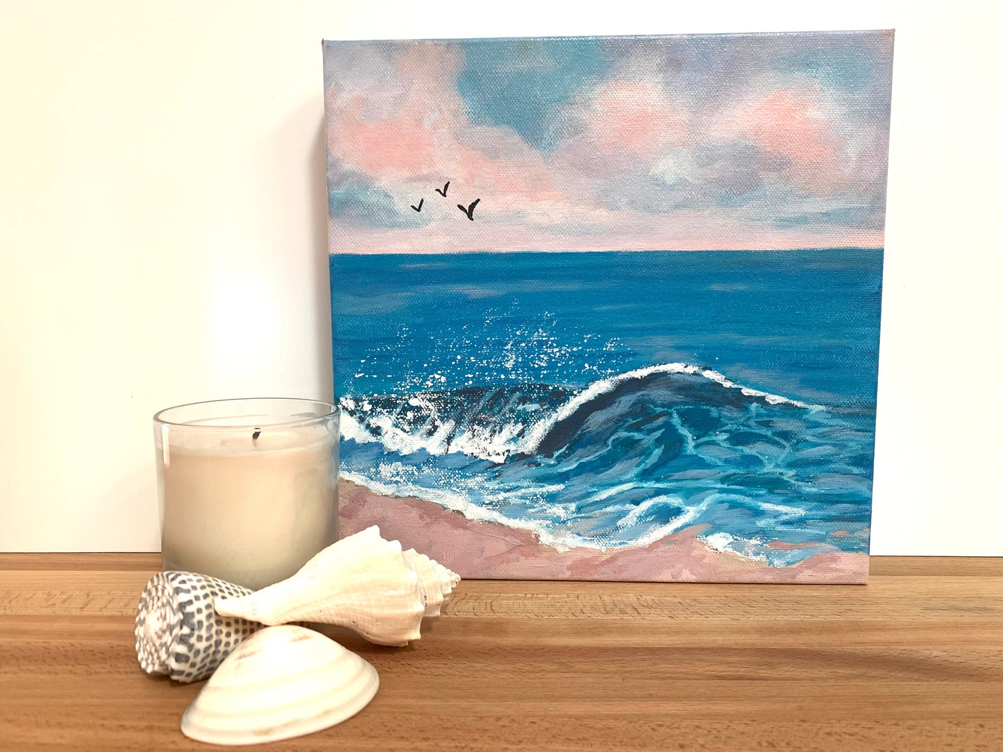 Ocean Wave Painting Beach life Ocean lover Gift Original painting Soothing Seascape Decor Waves Beach decor Coastal art Seagulls