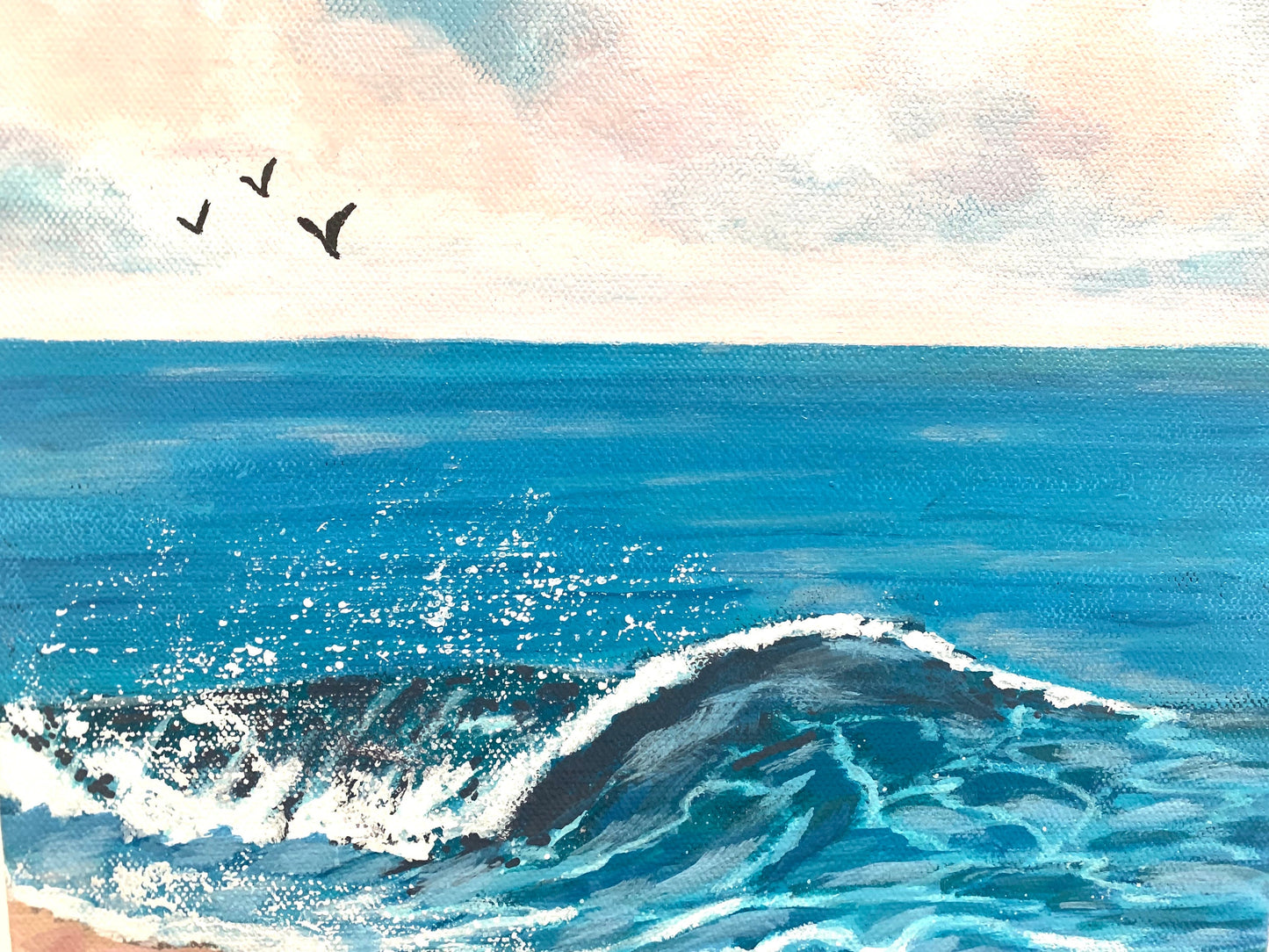 Ocean Wave Painting Beach life Ocean lover Gift Original painting Soothing Seascape Decor Waves Beach decor Coastal art Seagulls