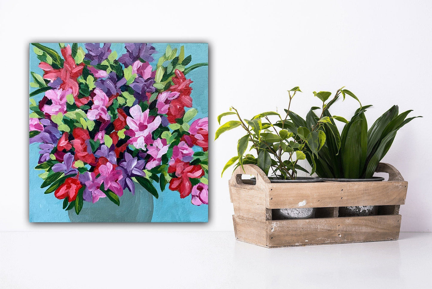 French floral bouquet Painting Delicate painting Eye catching feminine accent Botanical design Nature home accent Garden decor