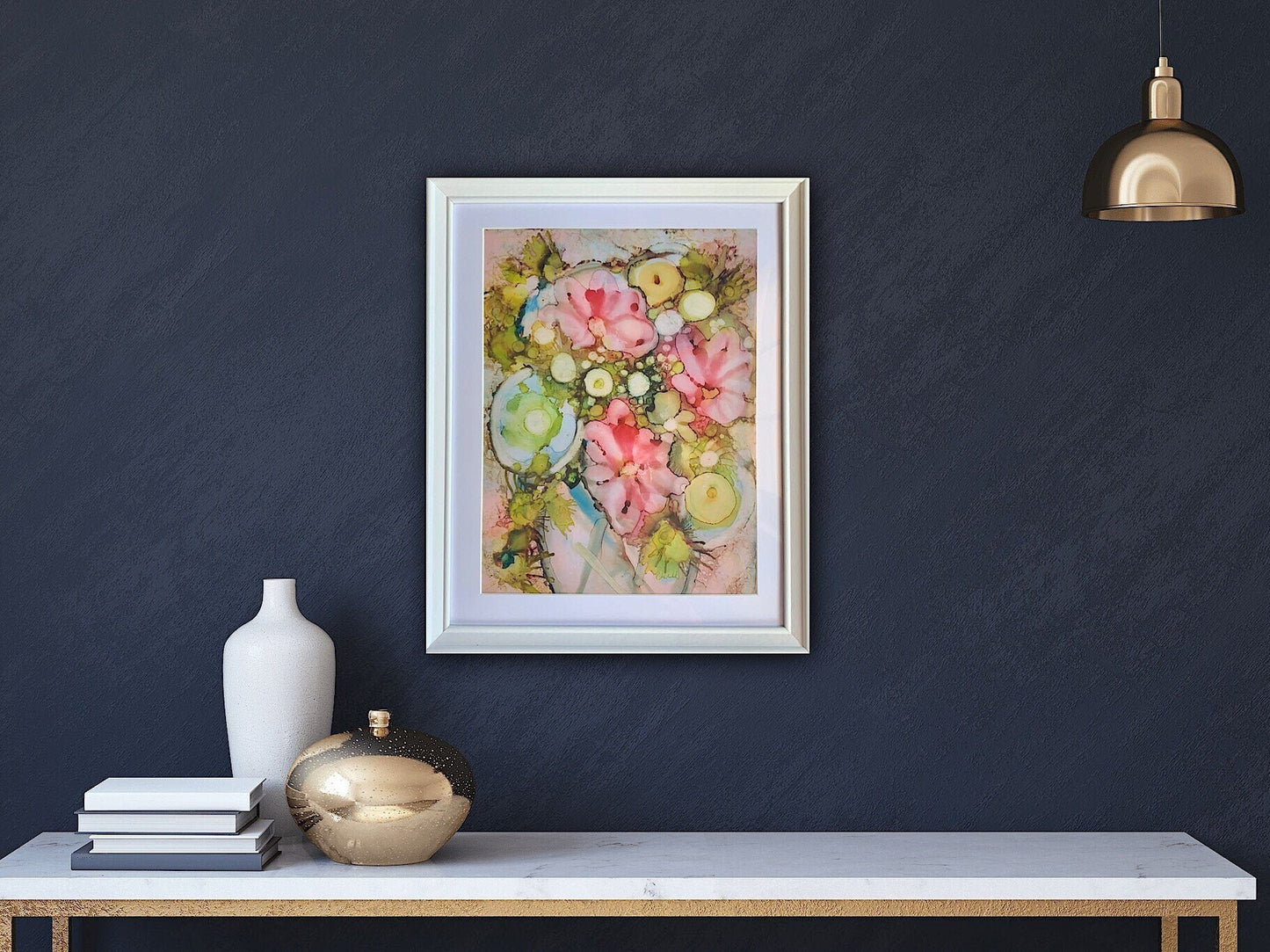 Floral Ink Abstract Pastel Painting #1 Rainbow colors Whimsical art One of a kind nature wall art Garden decor feminine flower lover gift