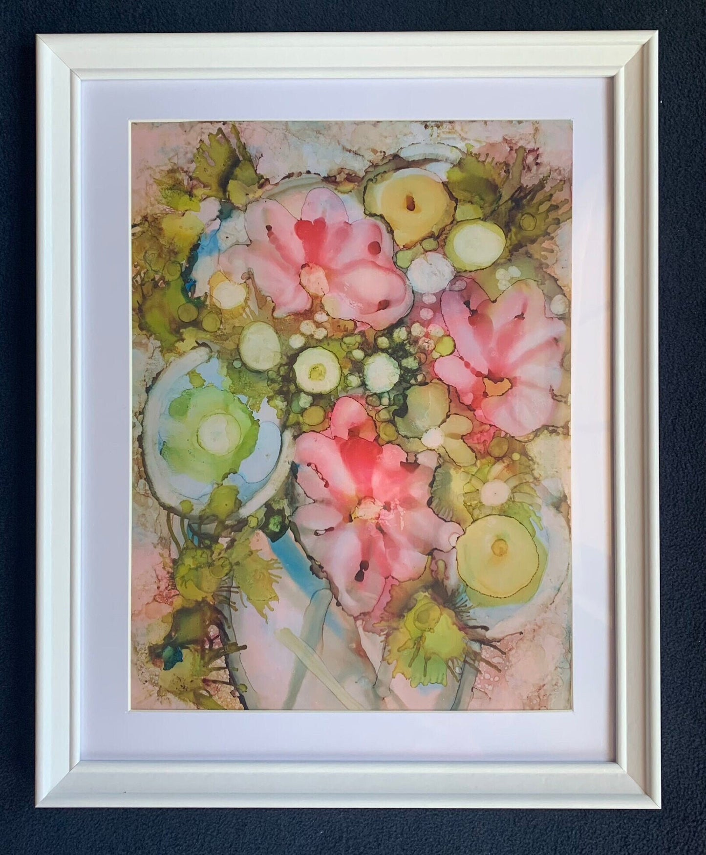 Floral Ink Abstract Pastel Painting #1 Rainbow colors Whimsical art One of a kind nature wall art Garden decor feminine flower lover gift