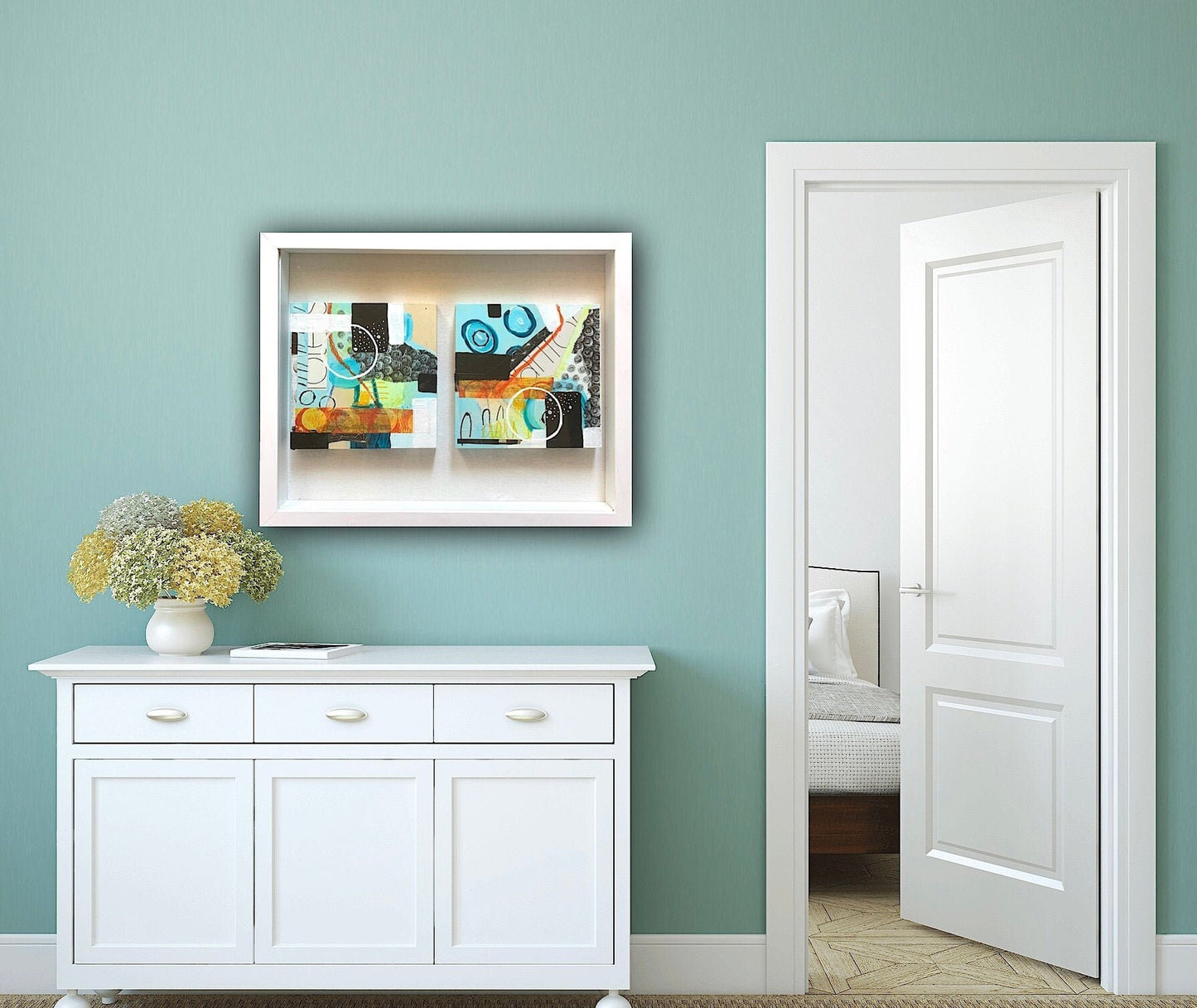 Calypso Colors Abstract painting framed beautiful display Vibrant colors classic wall art unique gift housewarming original painting