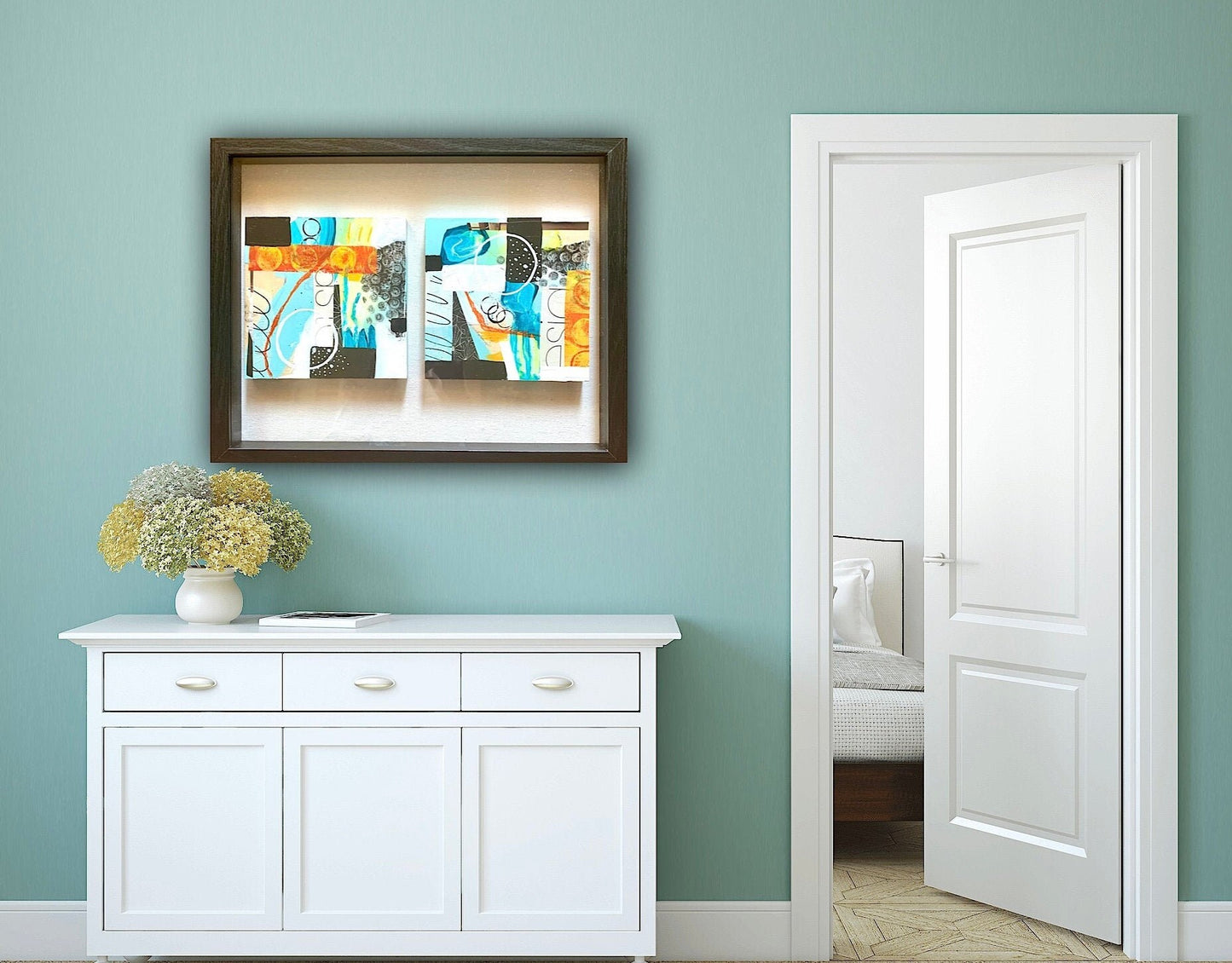 Calypso Colors Abstract painting framed beautiful display Vibrant colors classic wall art unique gift housewarming original painting