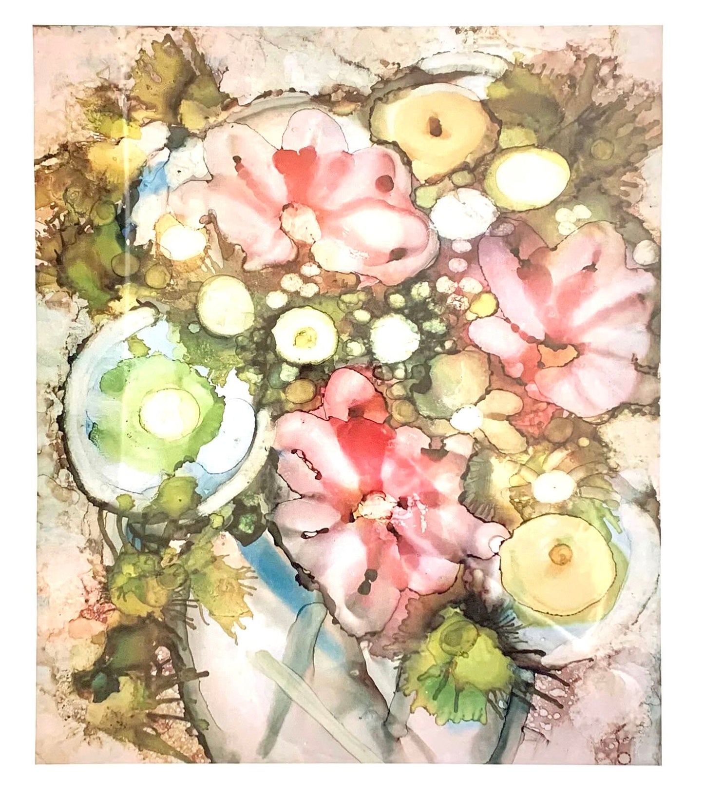 Floral Ink Abstract Pastel Painting #1 Rainbow colors Whimsical One of a kind nature wall art Garden decor feminine flower lover gift Print