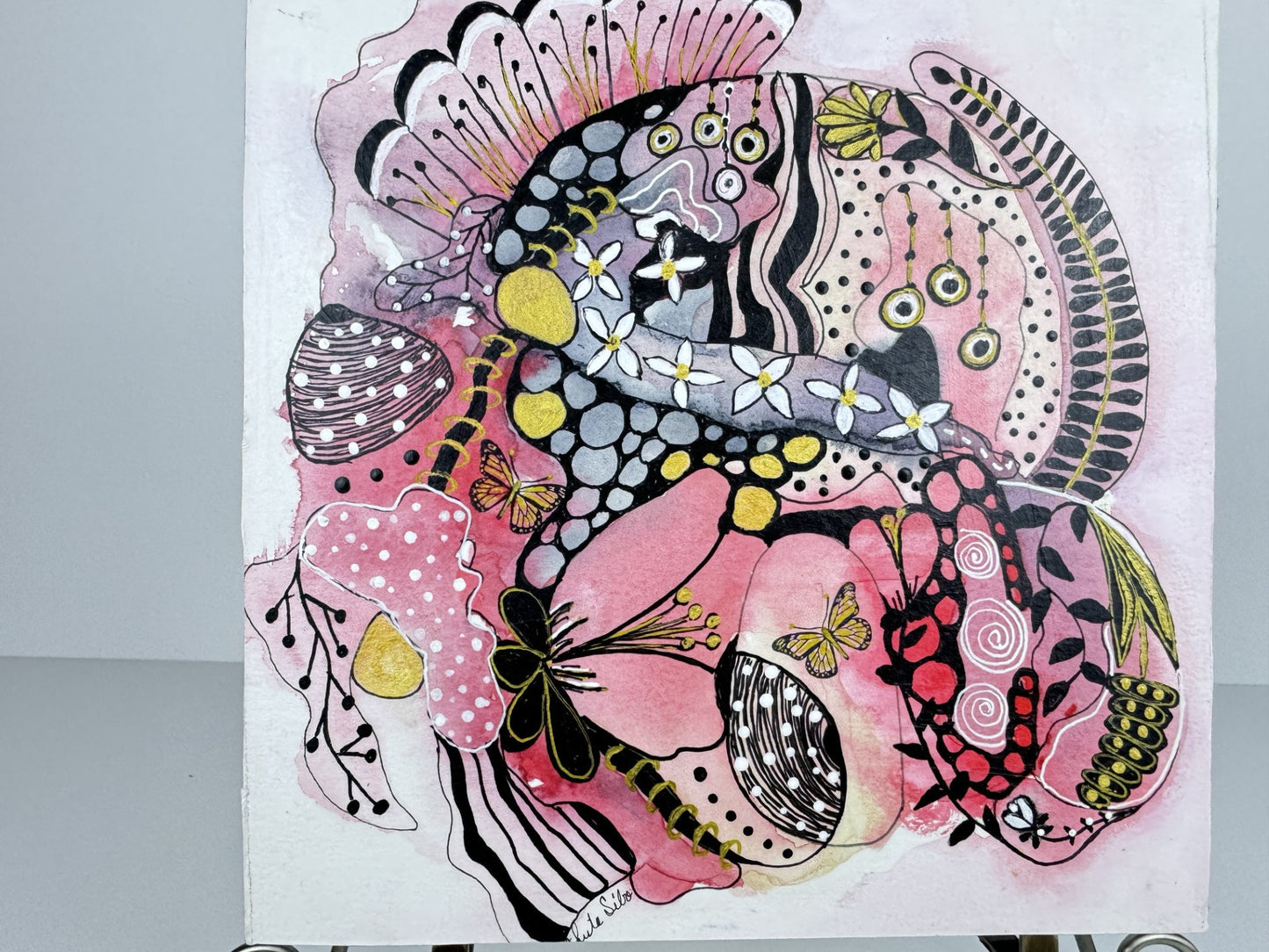 Life in Springtime Painting vivid color eye-catching design original art whimsical decor nature lover unique watercolor art gift shop now