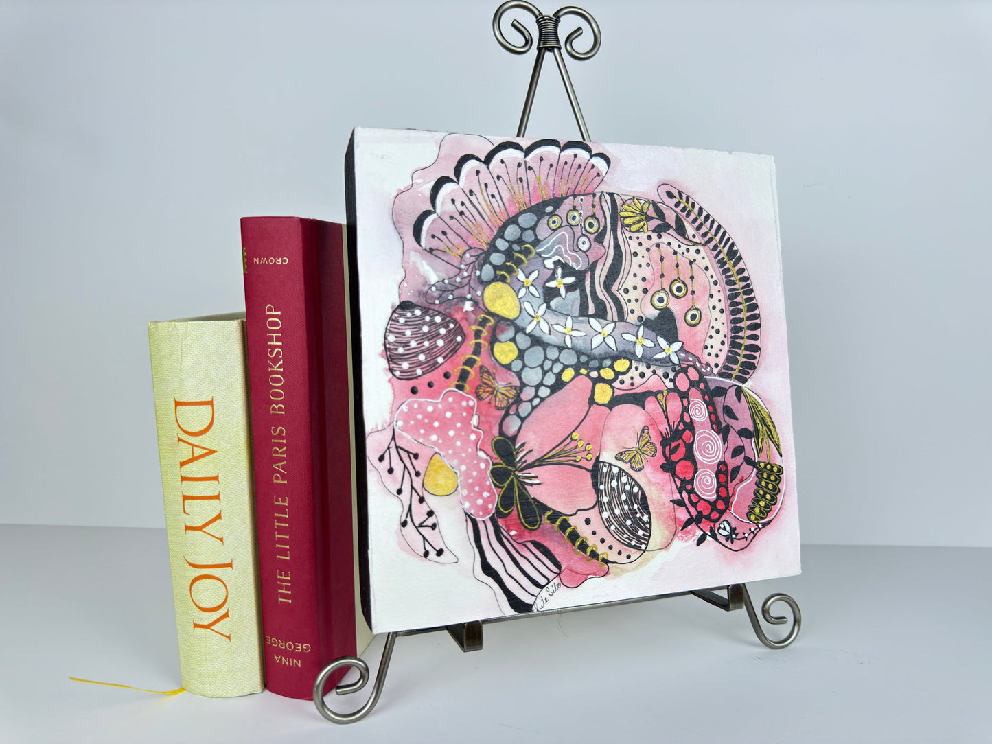 Life in Springtime Painting vivid color eye-catching design original art whimsical decor nature lover unique watercolor art gift shop now