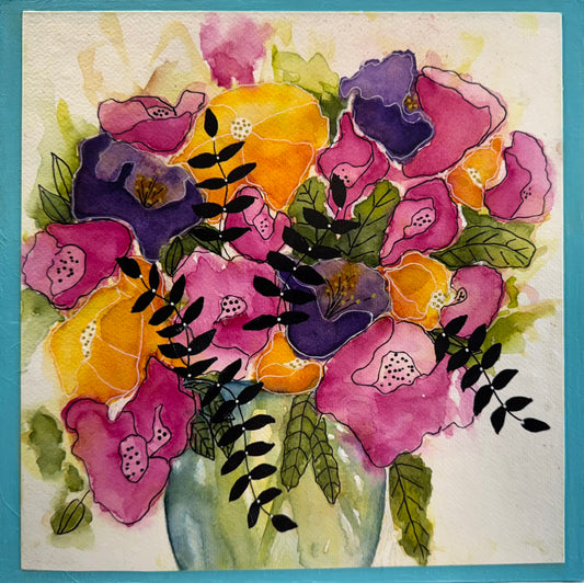 After the Parade Watercolor Bouquet Painting