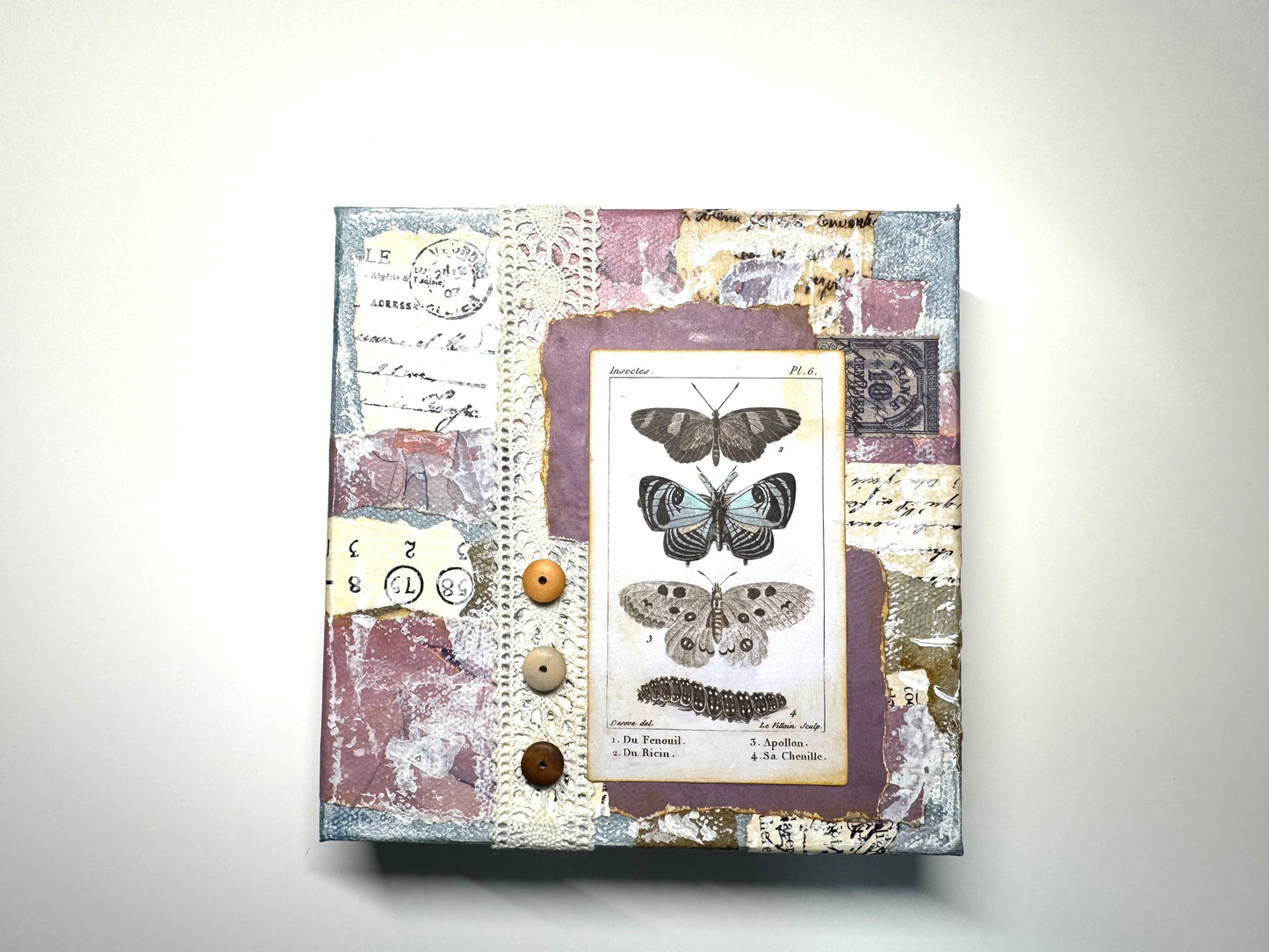 Butterfly Blues 6" chunky square canvas