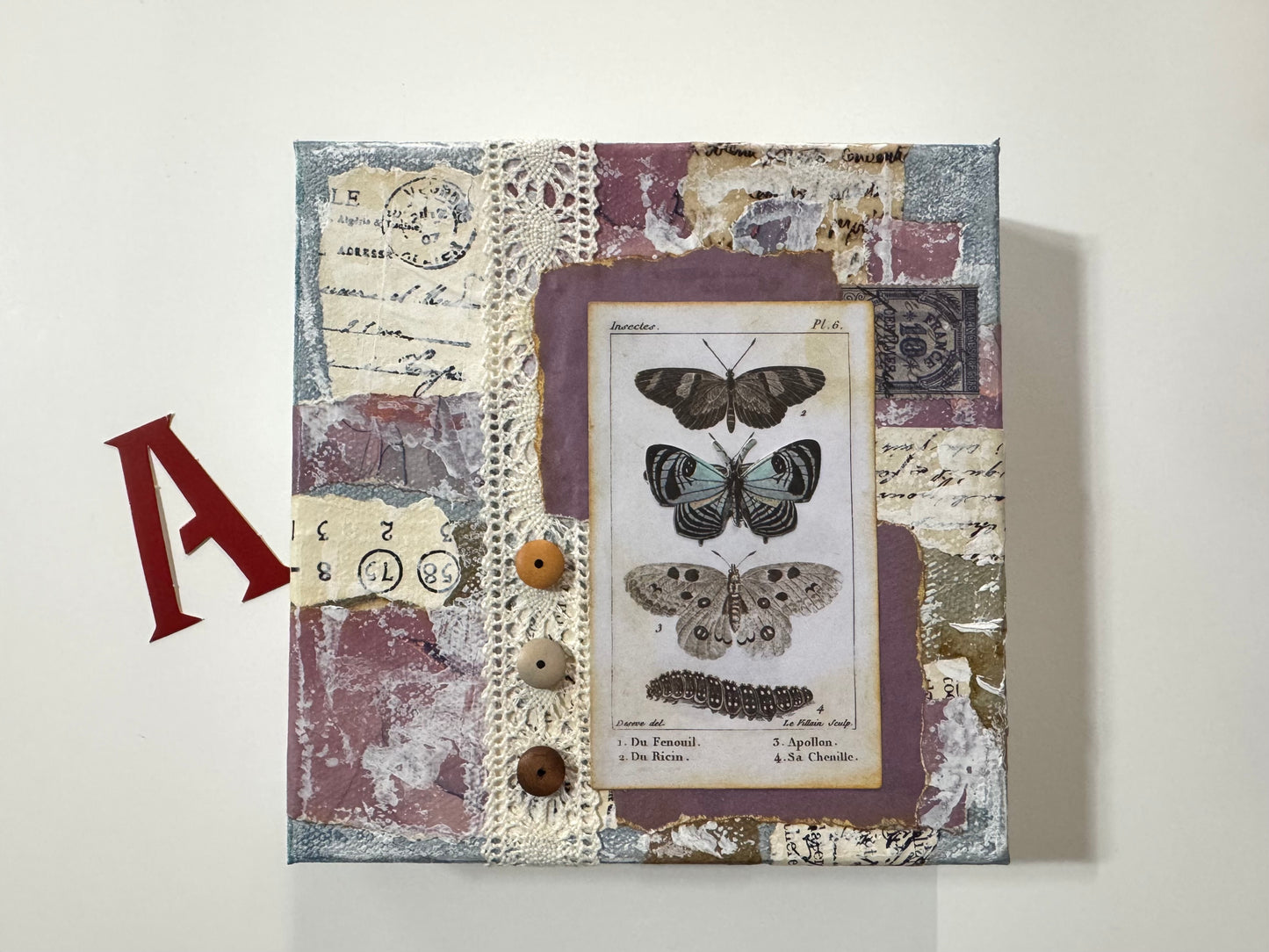 Butterfly Blues 6" chunky square canvas