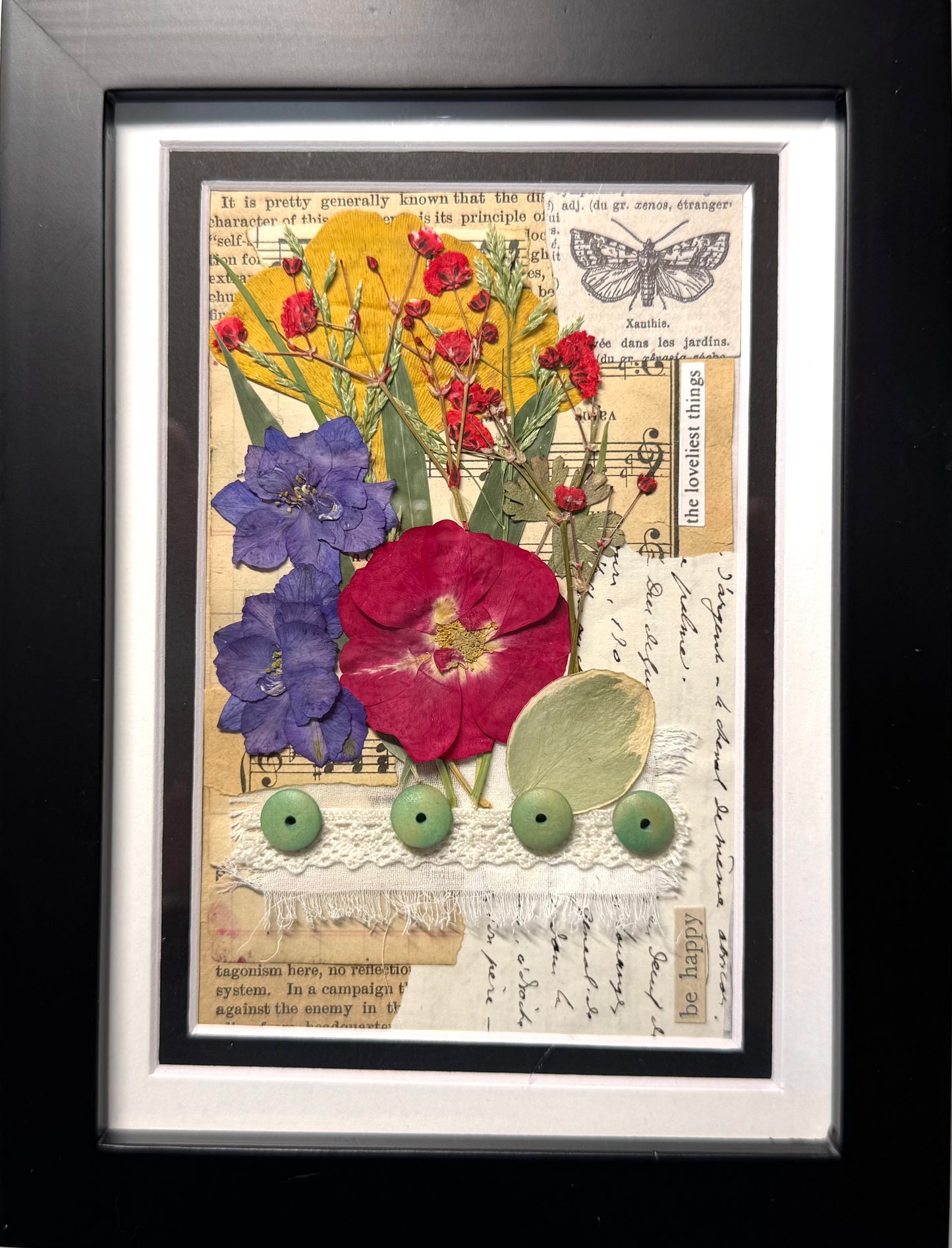 Framed Dried Flower Art decoration Shelf sitter 5x7" holiday gift