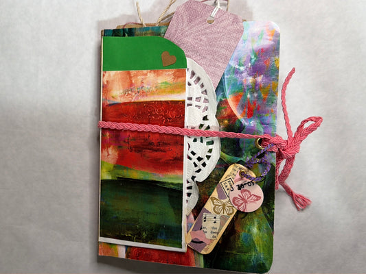Junk Journal: Petite Grungy Trashy Collage Art Vintage Pink
