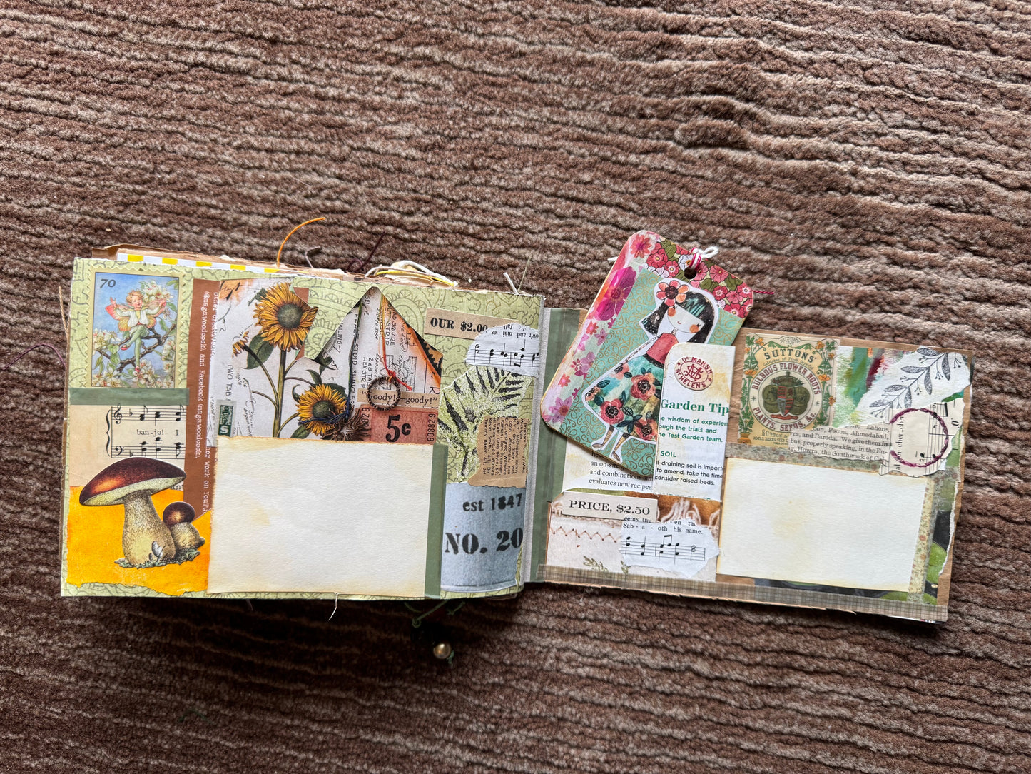 Junk Journal: Petite Grungy Trashy Collage Art Vintage Garden