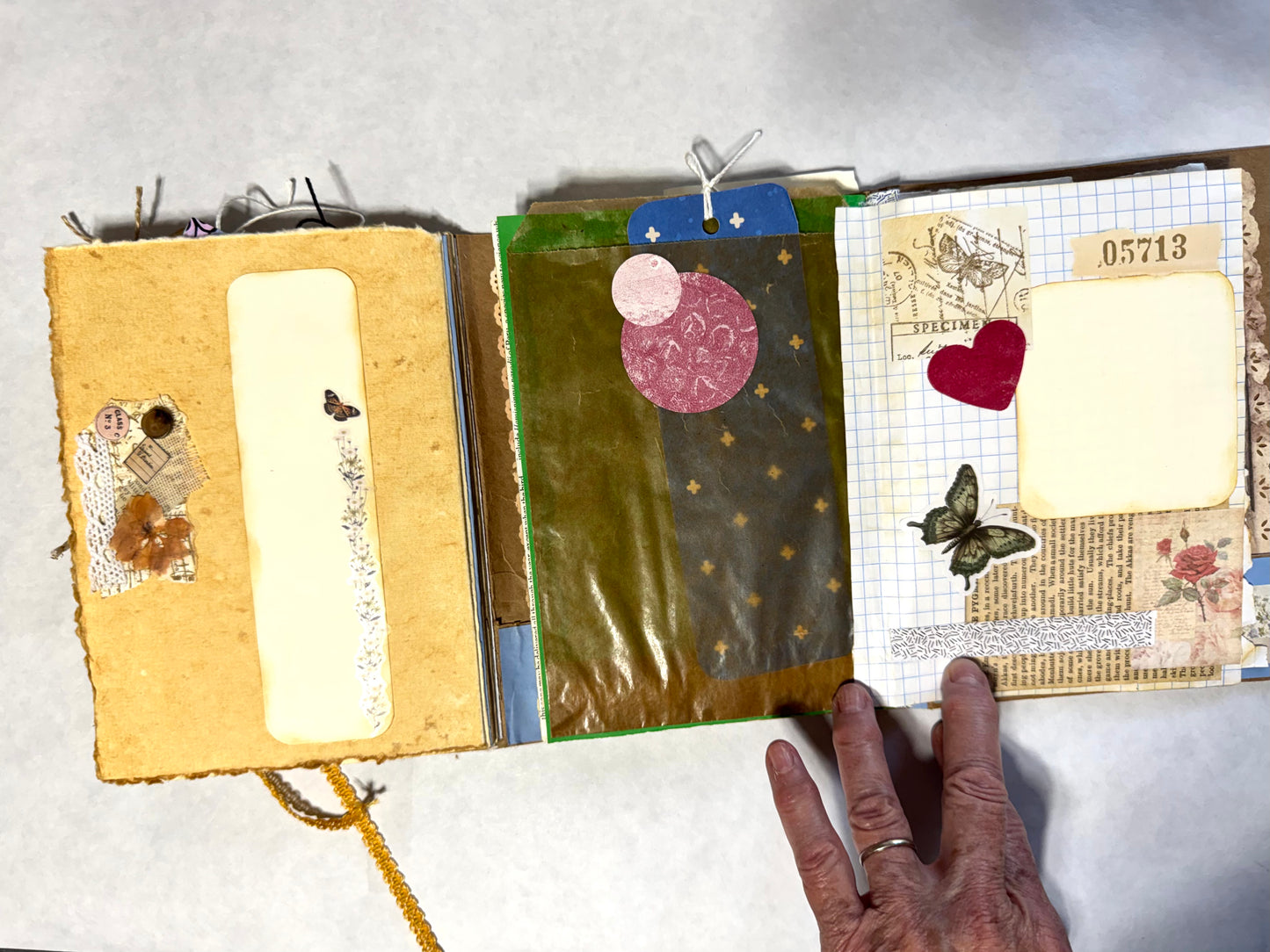 Junk Journal: Petite Grungy Trashy Collage Art Vintage Yellow