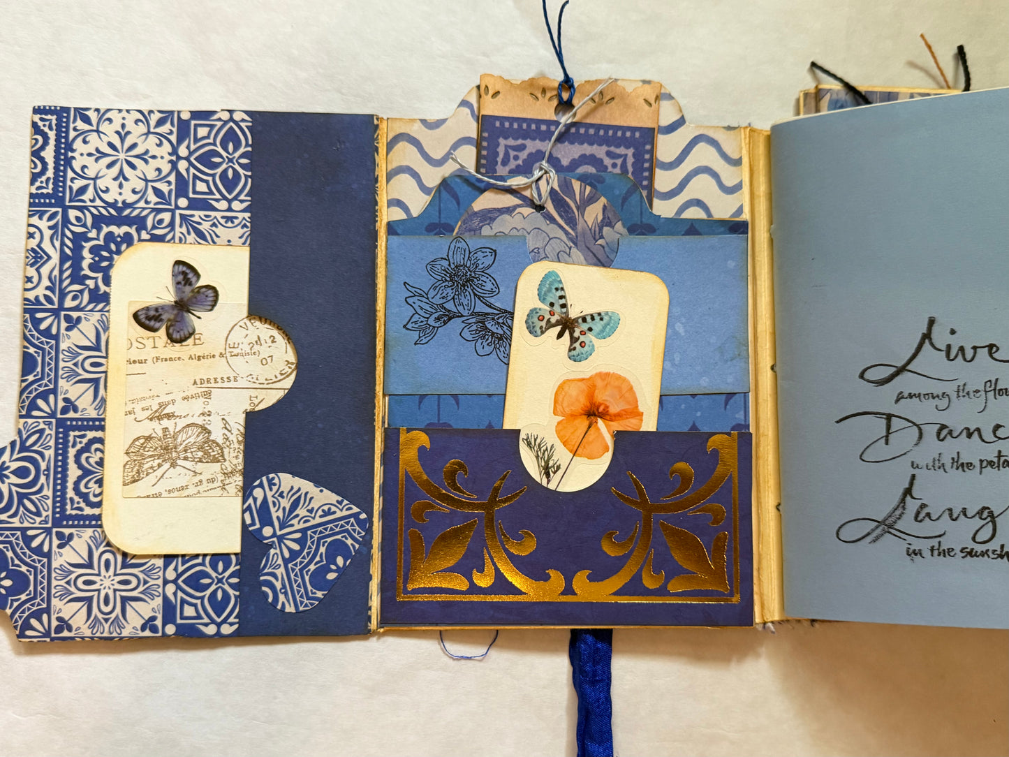 Junk Journal: Petite Diary Grungy Trashy Collage Art Vintage Blue theme