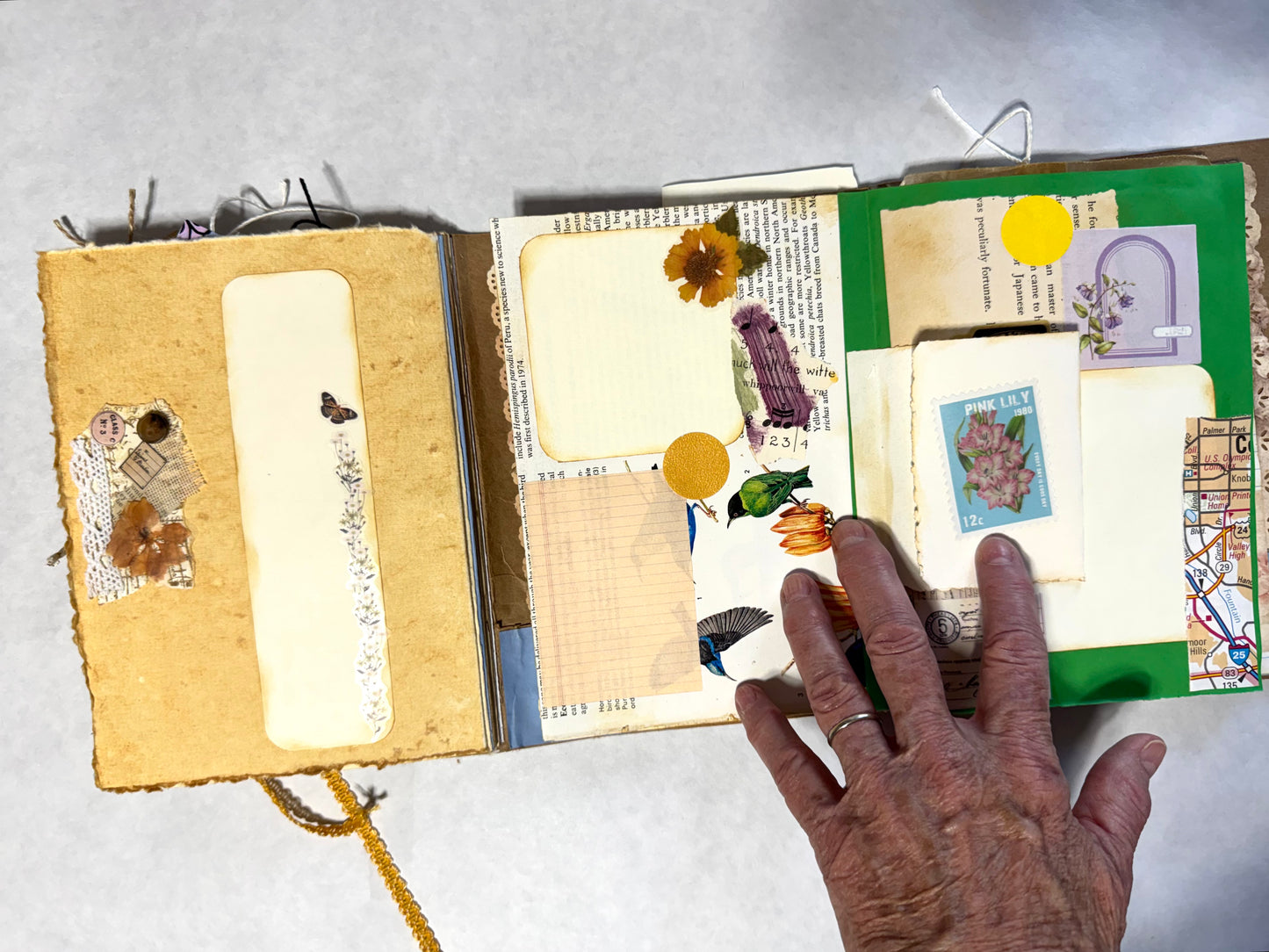 Junk Journal: Petite Grungy Trashy Collage Art Vintage Yellow