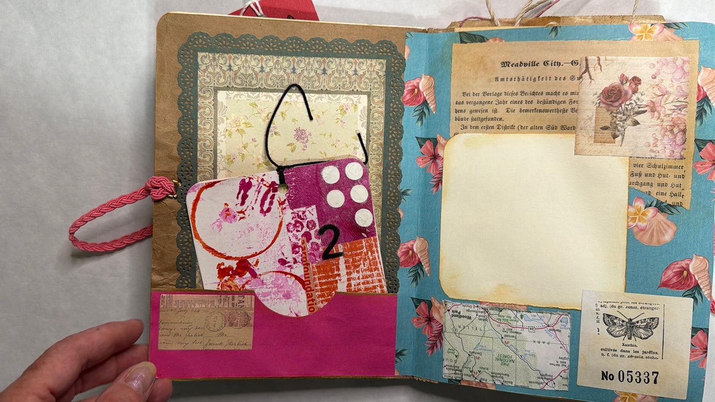 Junk Journal: Petite Grungy Trashy Collage Art Vintage Pink