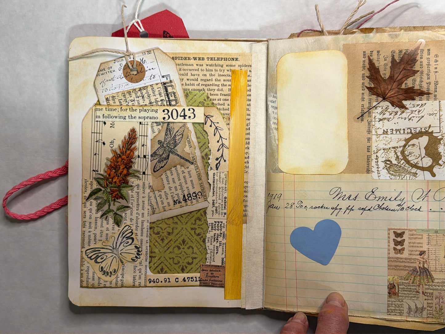 Junk Journal: Petite Grungy Trashy Collage Art Vintage Pink