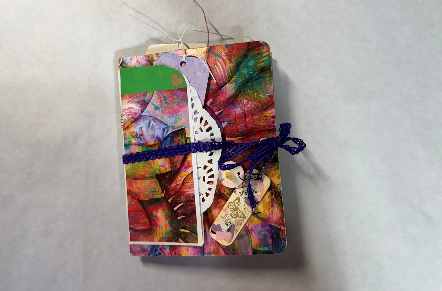 Junk Journal: Petite Grungy Trashy Collage Art Vintage Purple