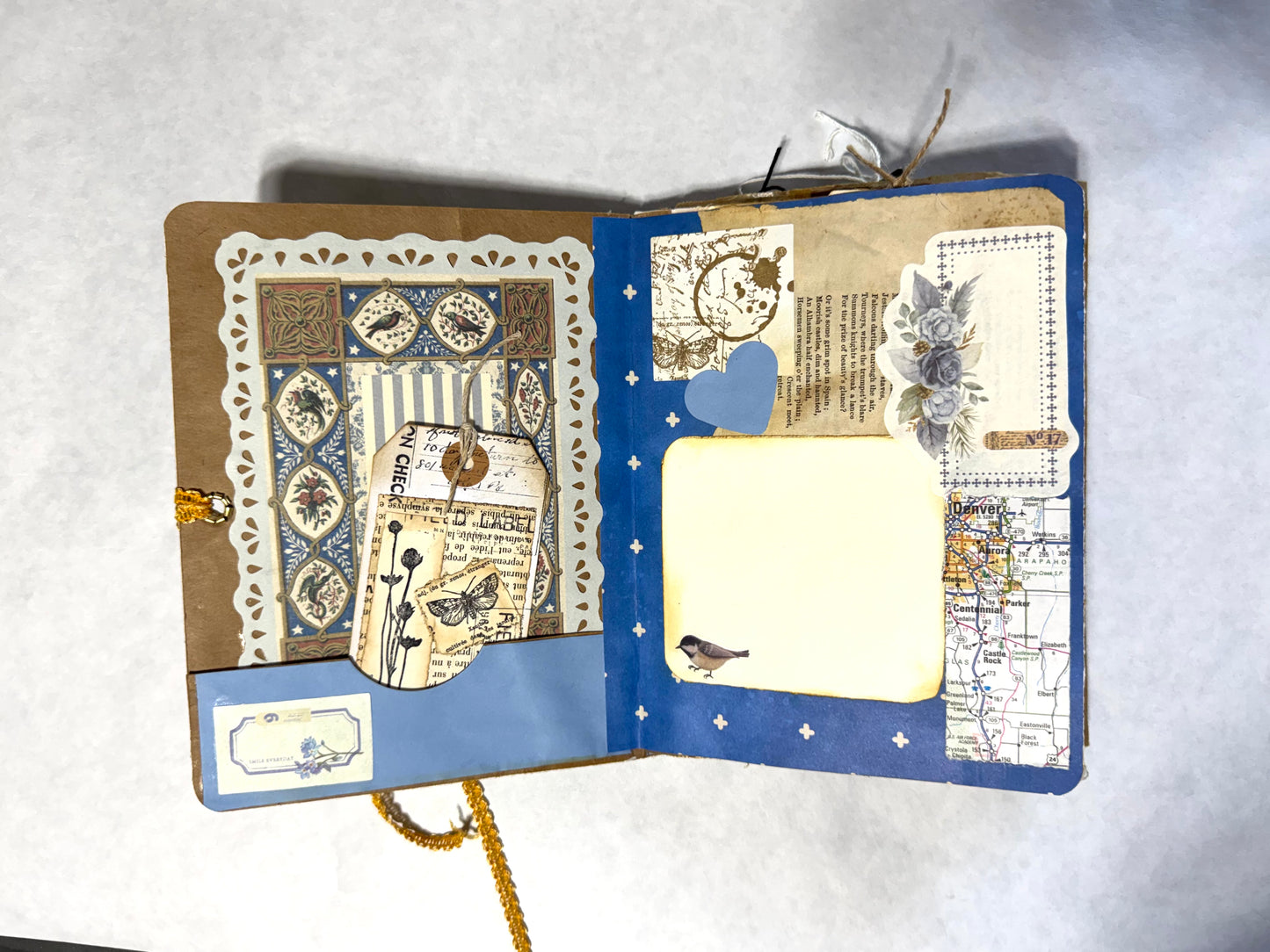 Junk Journal: Petite Grungy Trashy Collage Art Vintage Yellow