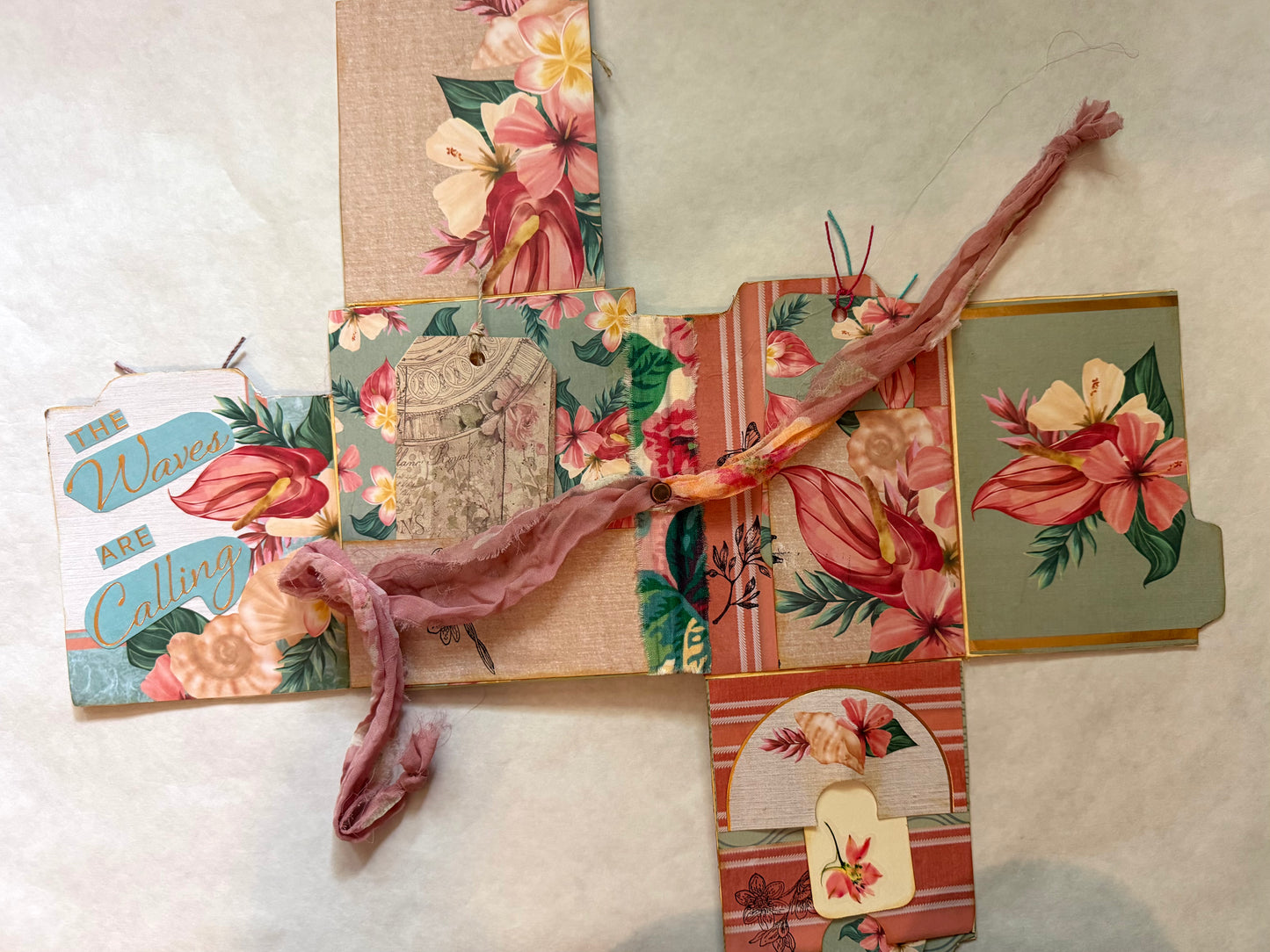 Junk Journal: Petite Diary Grungy Trashy Collage Art Vintage Ocean theme