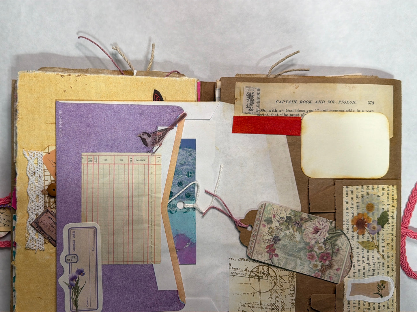 Junk Journal: Petite Grungy Trashy Collage Art Vintage Pink