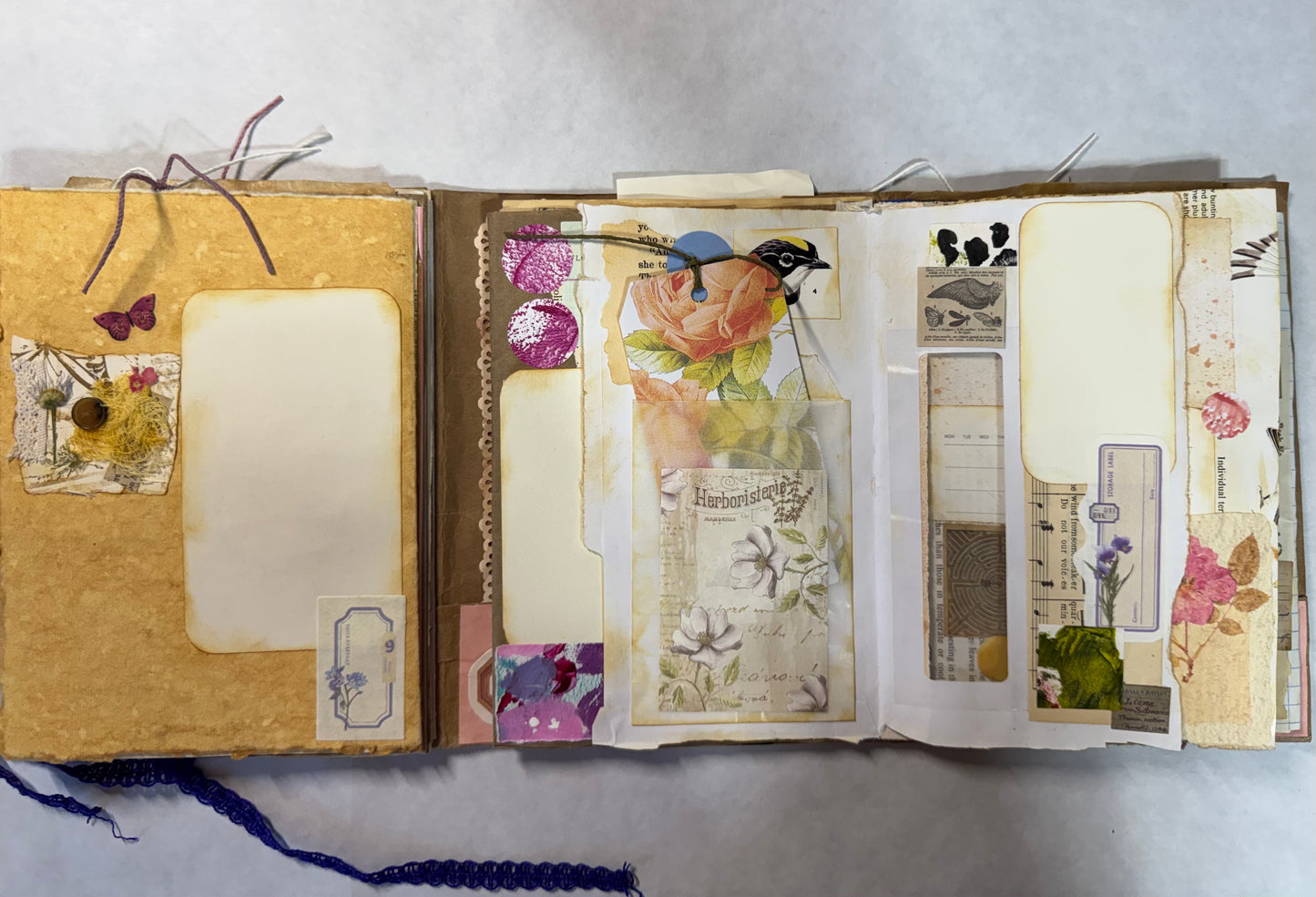Junk Journal: Petite Grungy Trashy Collage Art Vintage Purple