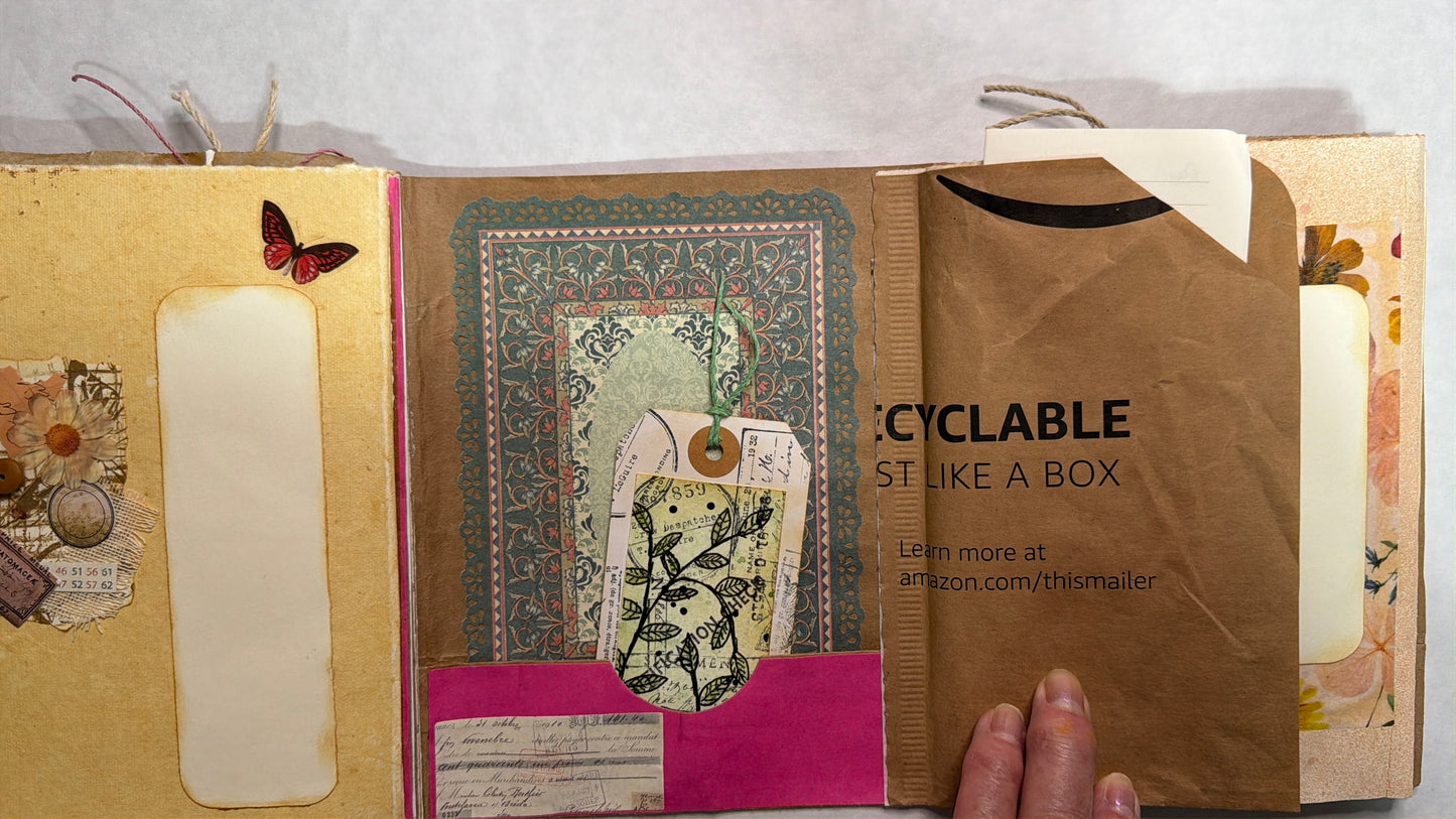 Junk Journal: Petite Grungy Trashy Collage Art Vintage Pink