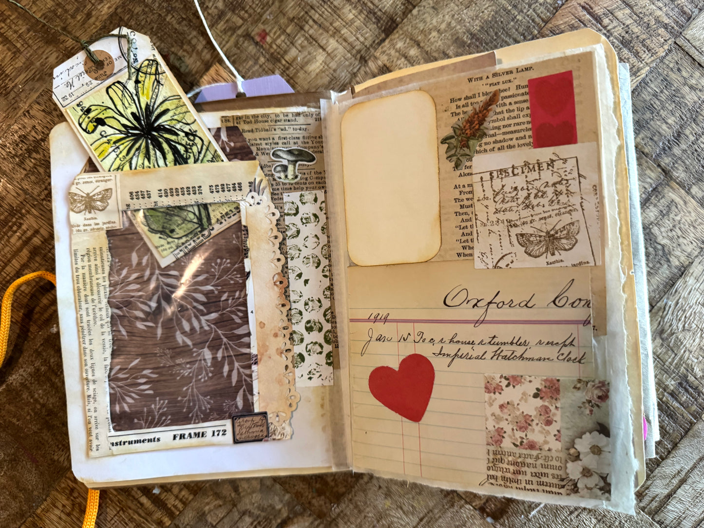 Junk Journal: Petite Grungy Trashy Collage Art Vintage Yellow2