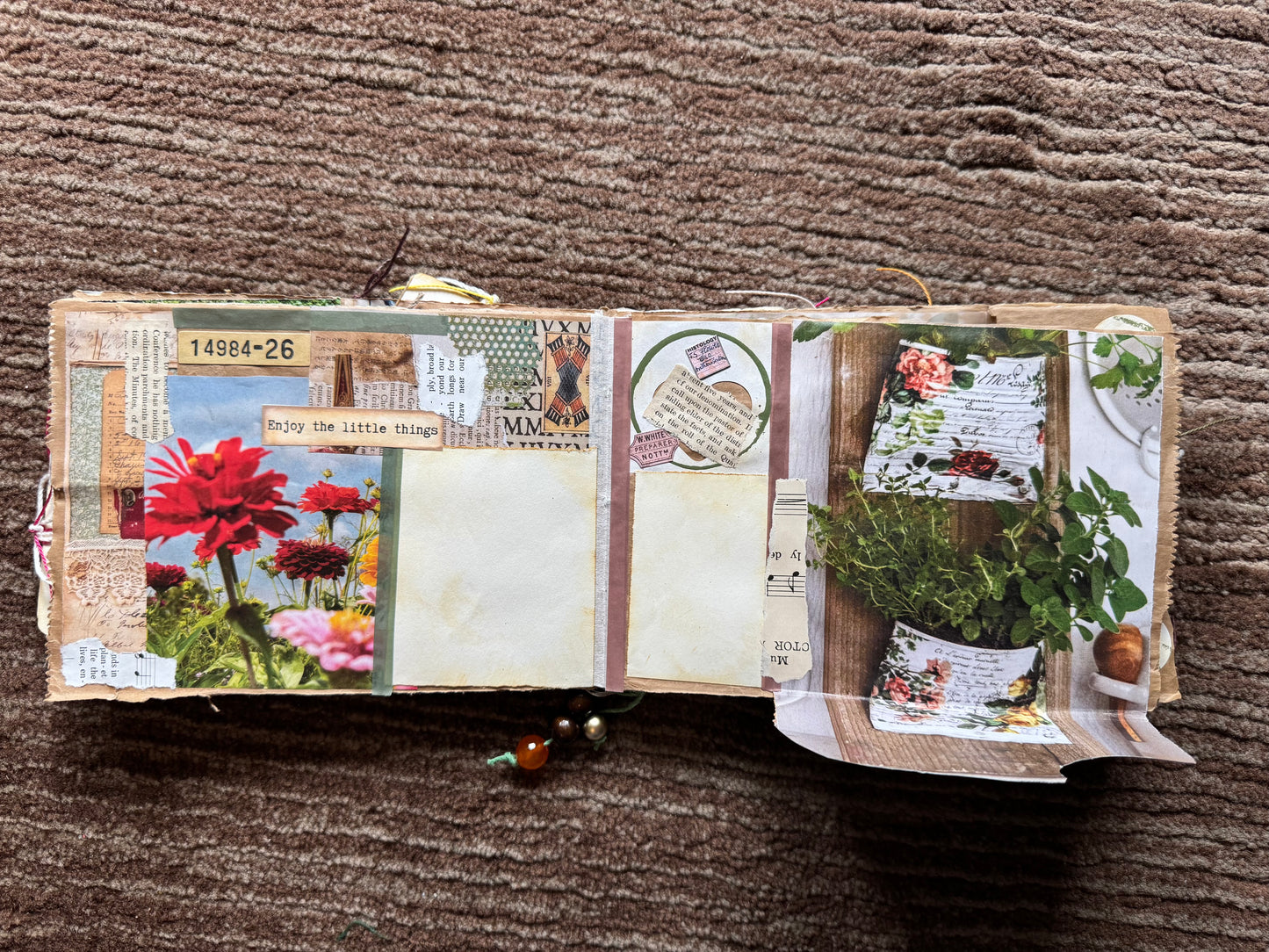 Junk Journal: Petite Grungy Trashy Collage Art Vintage Garden