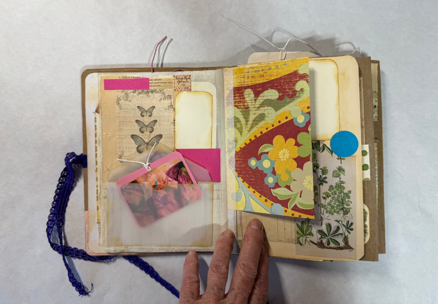 Junk Journal: Petite Grungy Trashy Collage Art Vintage Purple
