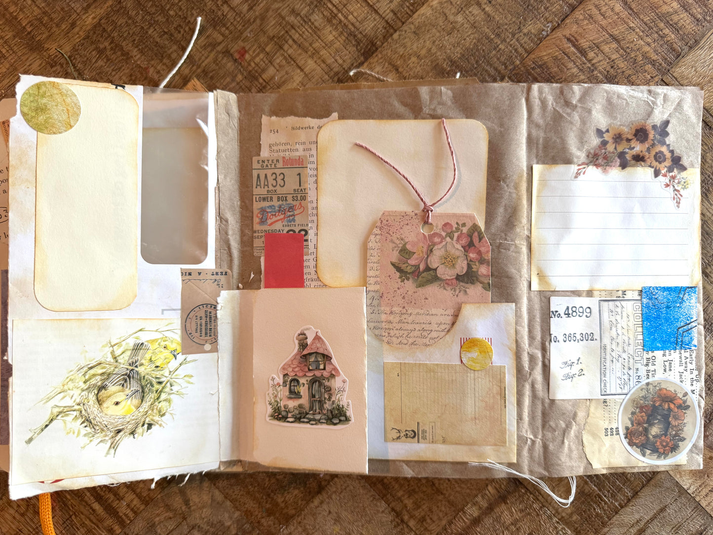 Junk Journal: Petite Grungy Trashy Collage Art Vintage Yellow2