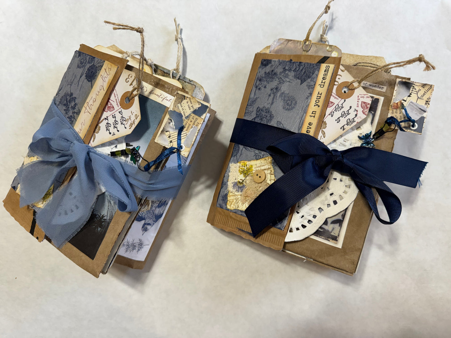 Junk Journal: Petite Grungy Trashy Collage Art Vintage Blue