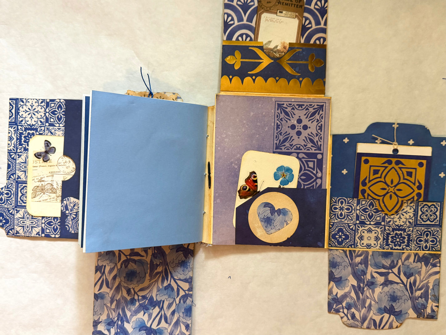 Junk Journal: Petite Diary Grungy Trashy Collage Art Vintage Blue theme